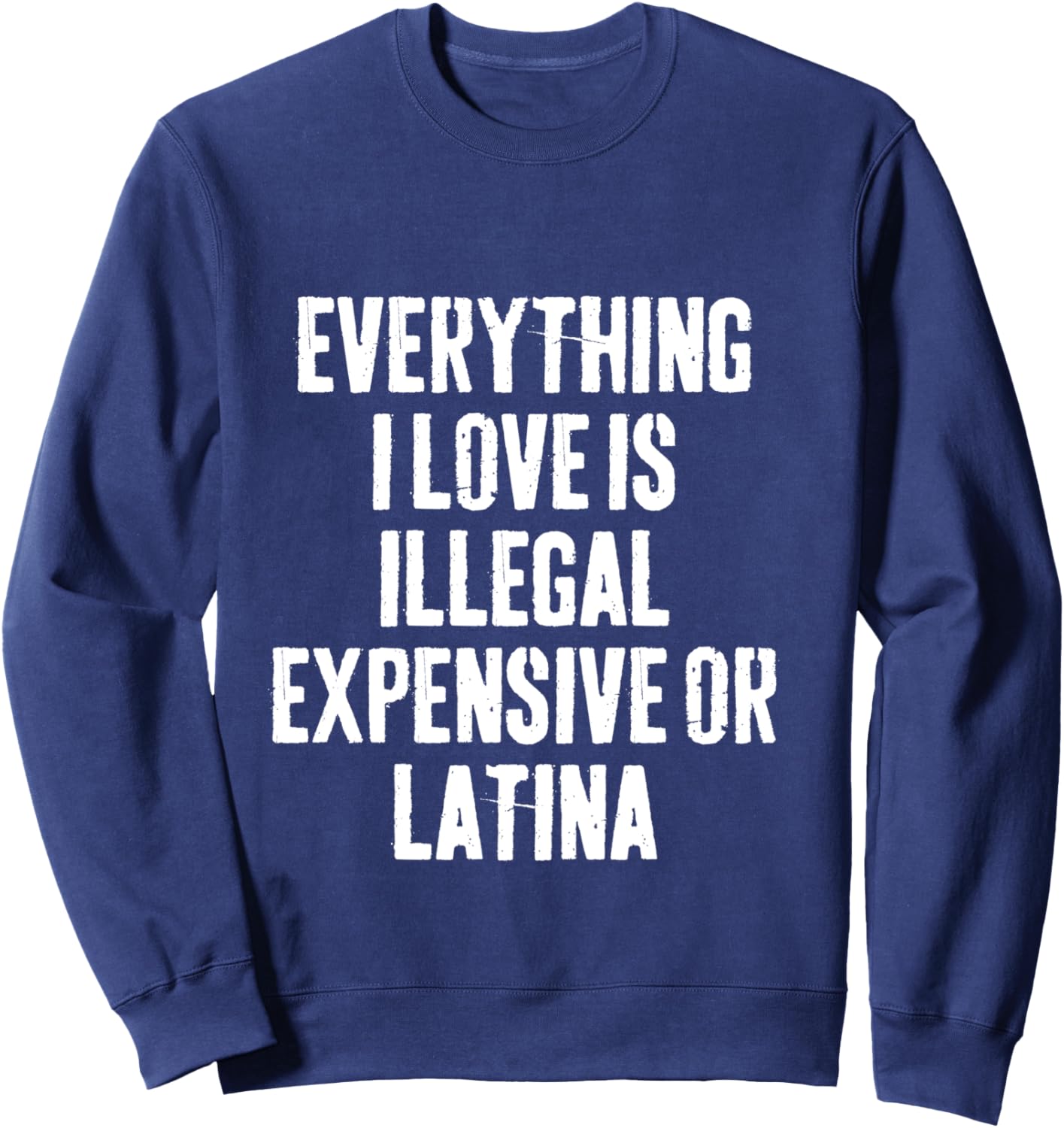 Everything I Love Is Illegal Expensive Or Latina Retro Joke Sweatshirt - Sweatshirt | Navy