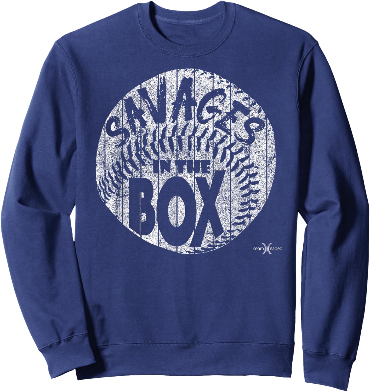 Vintage Savages in the Box Baseball Sweatshirt - Sweatshirt | Navy