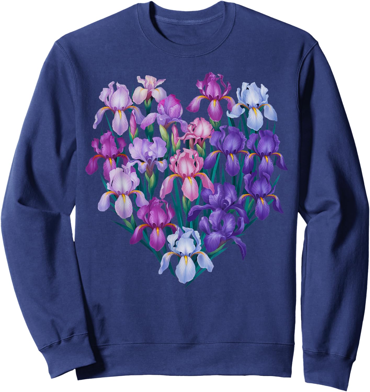 Iris Flower Graphic Colorful Floral Plant Iris Women Girl Sweatshirt - Sweatshirt | Navy