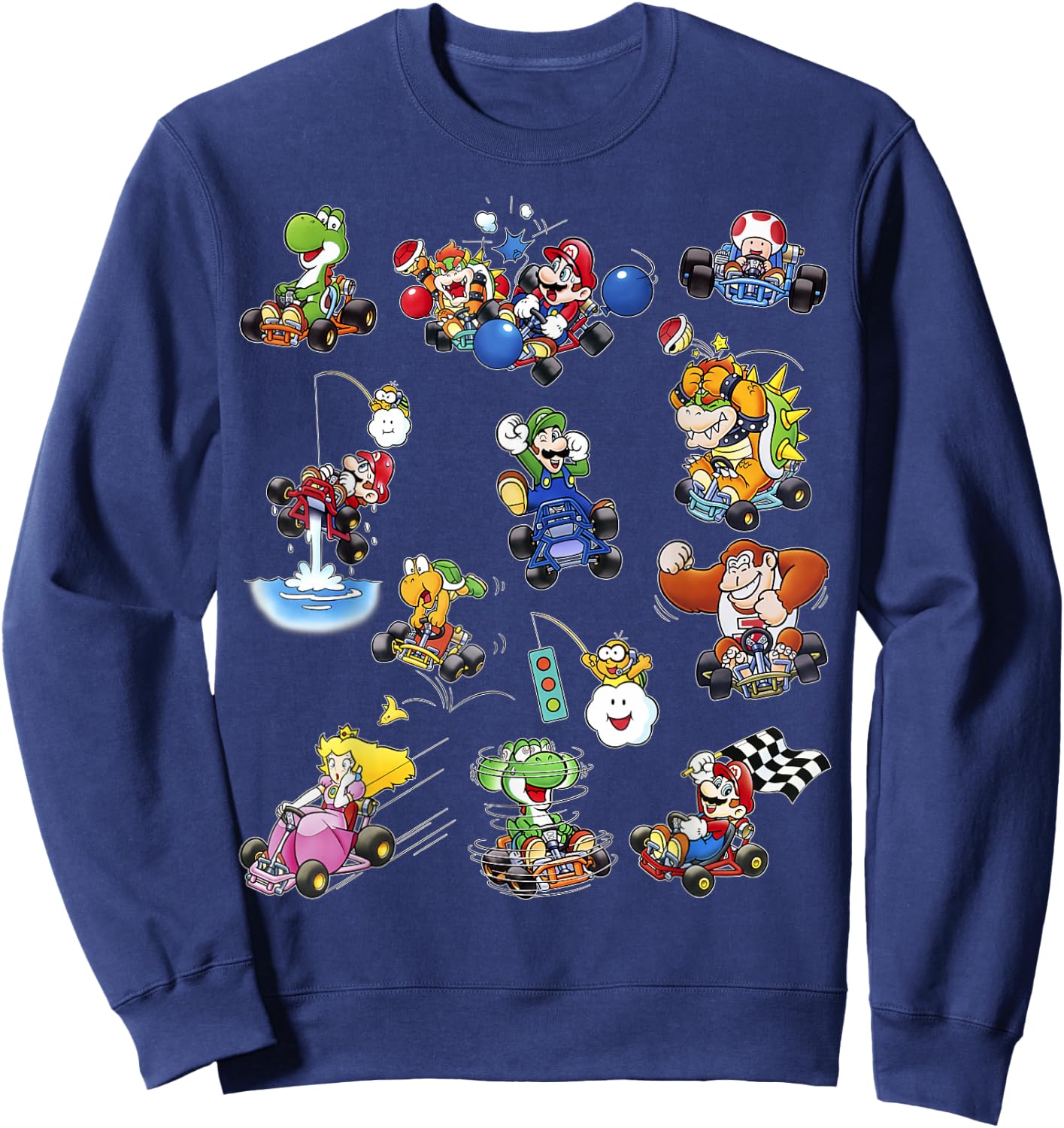 Mario Kart Racers Action Mach Up Poster Sweatshirt - Sweatshirt | Navy