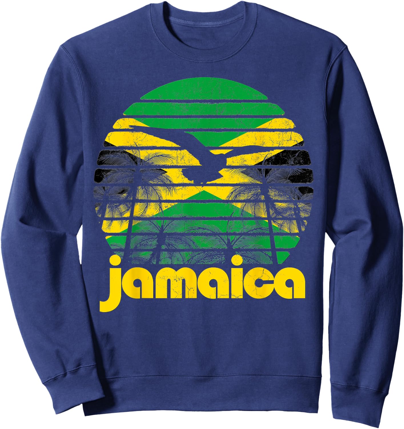Retro Jamaica Flag Jamaican 70's 80's Men Women Gift Vintage Sweatshirt - Sweatshirt | Navy