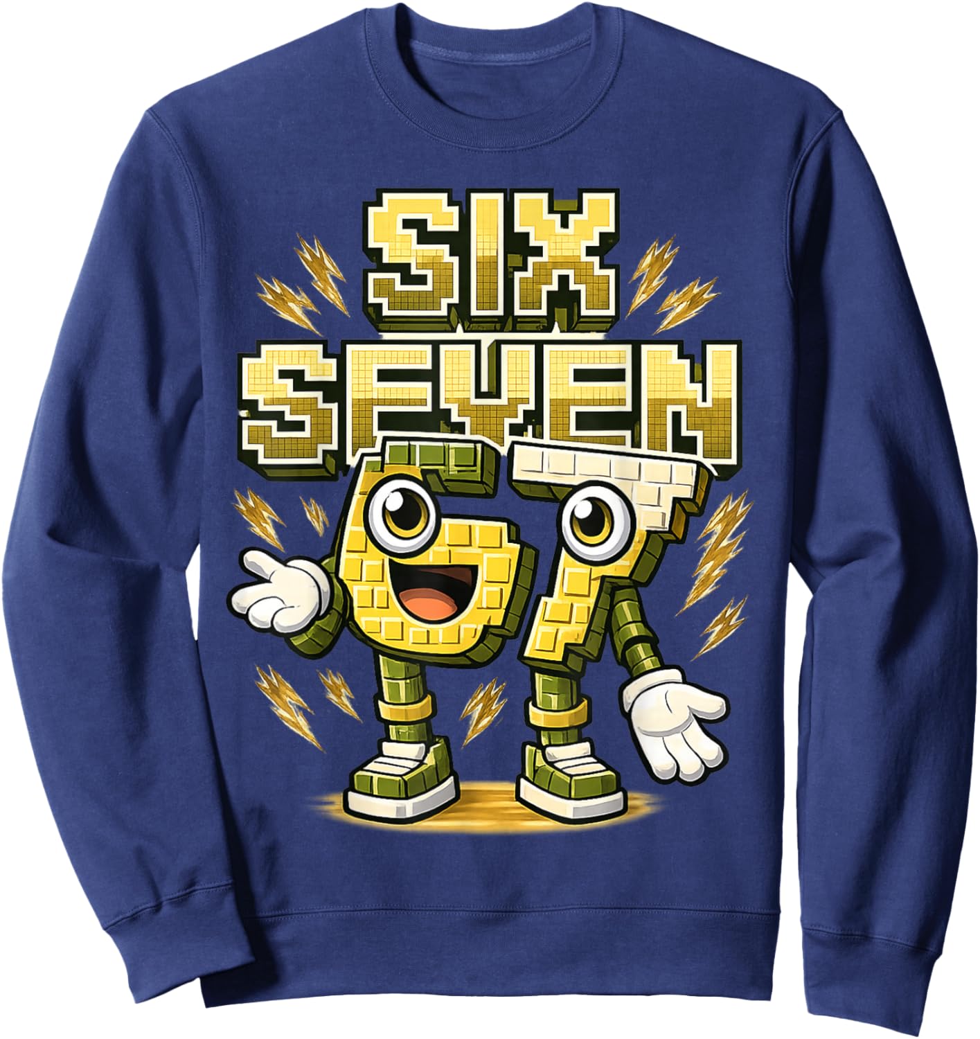 I was 6 Now I'm Six 7 Seven Years Brainrot Birthday Sweatshirt - Sweatshirt | Navy
