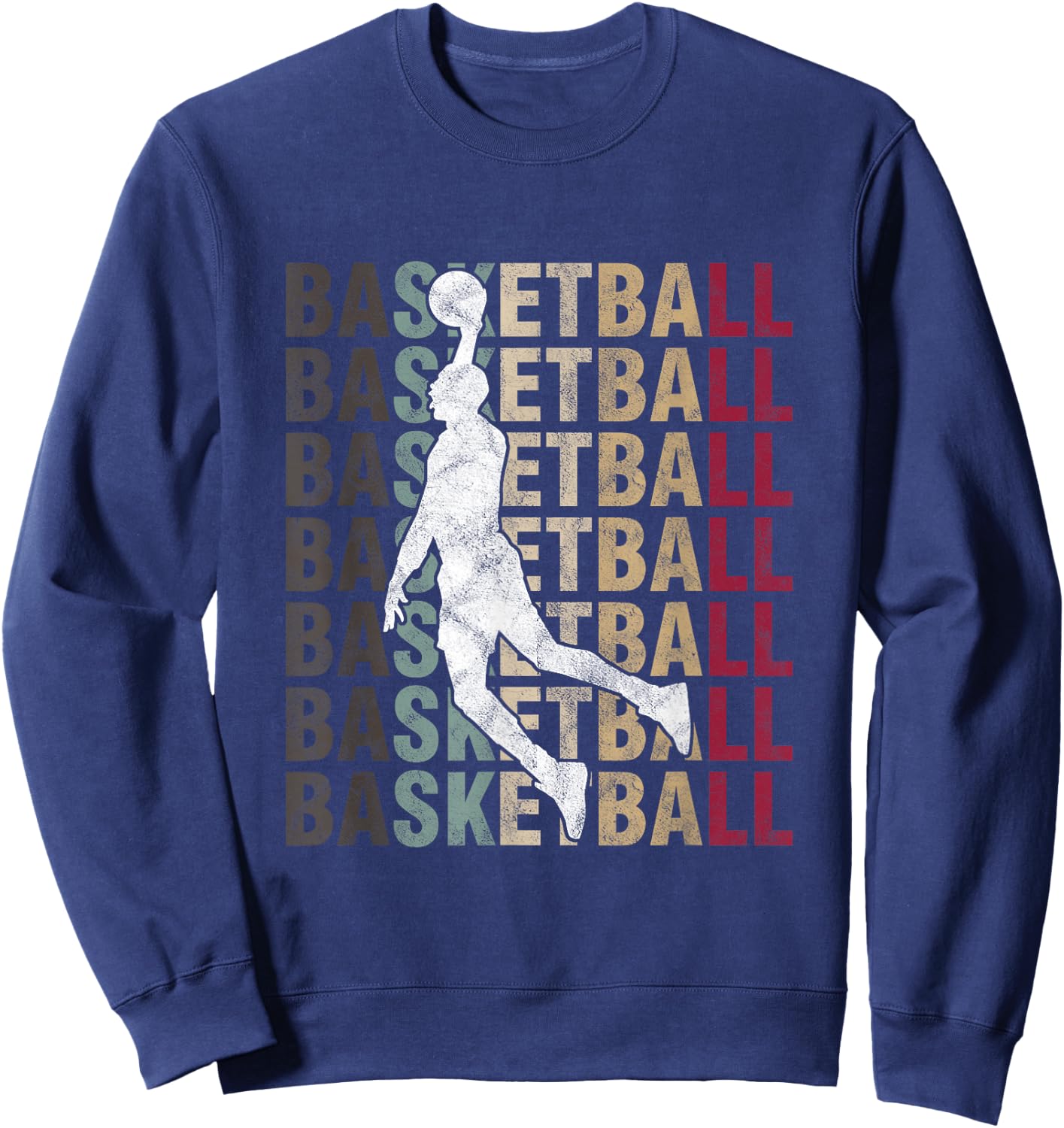 Retro Basketball Typography BBall Player Sports Sweatshirt - Sweatshirt | Navy