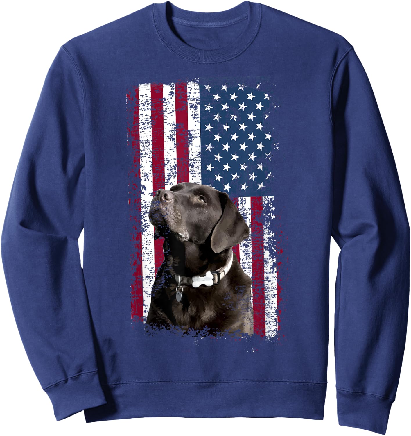 Patriotic USA Flag Black Labrador for Lab Owners Sweatshirt - Sweatshirt | Navy