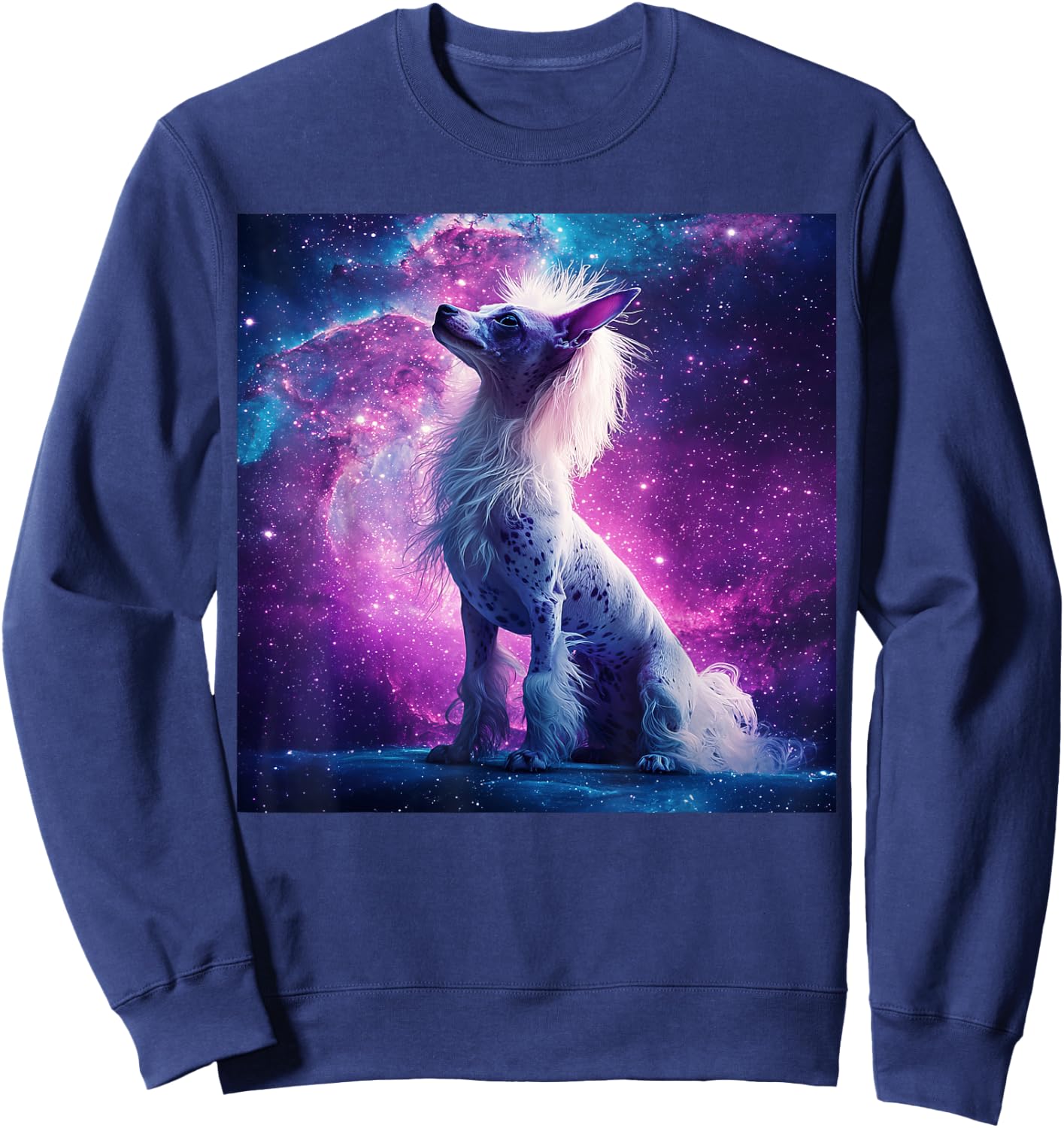 Chinese Crested Dog Magical Galaxy Sweatshirt - Sweatshirt | Navy