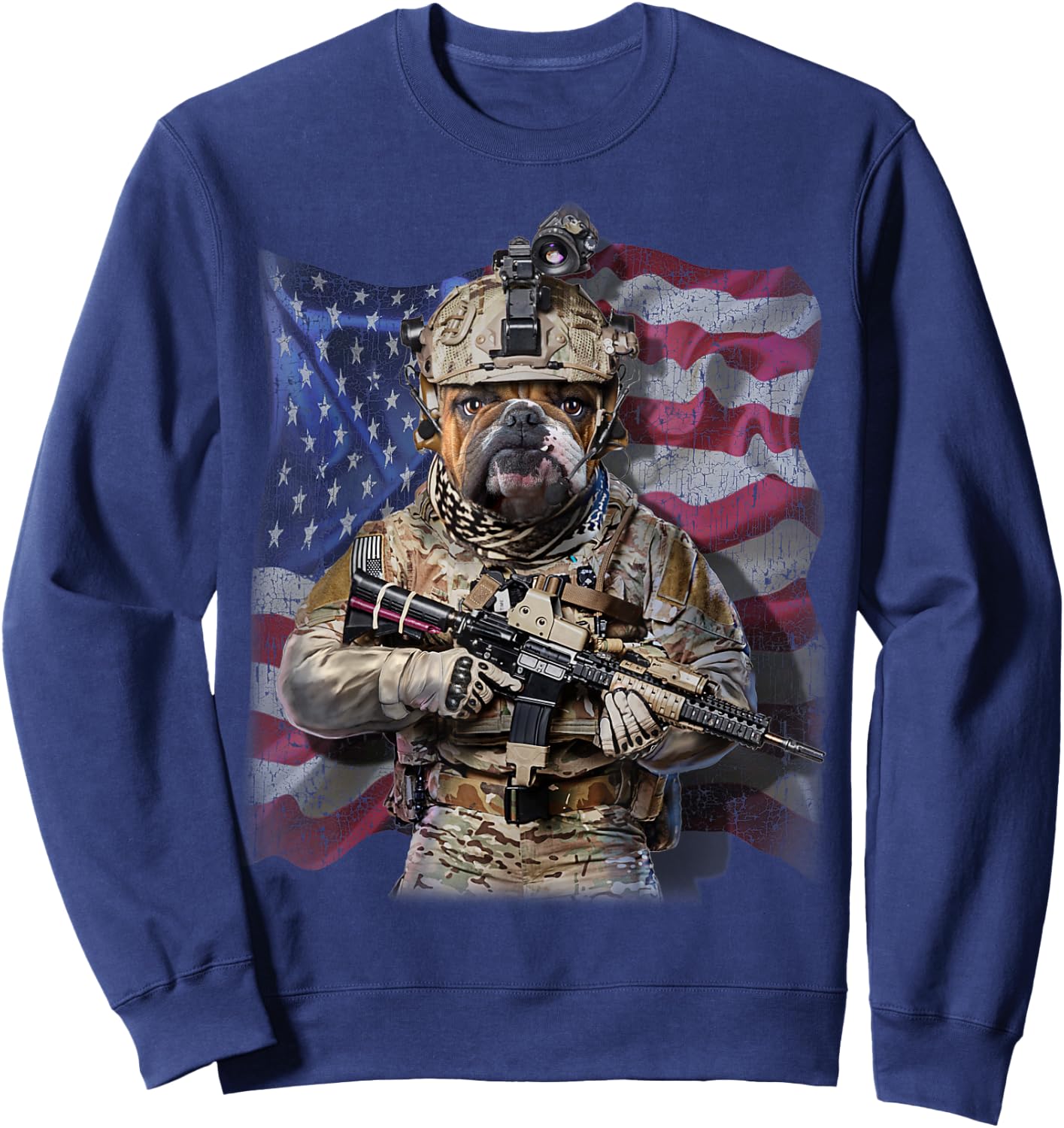 USA America Patriot Bull Dog as Army Commando Sweatshirt - Sweatshirt | Navy