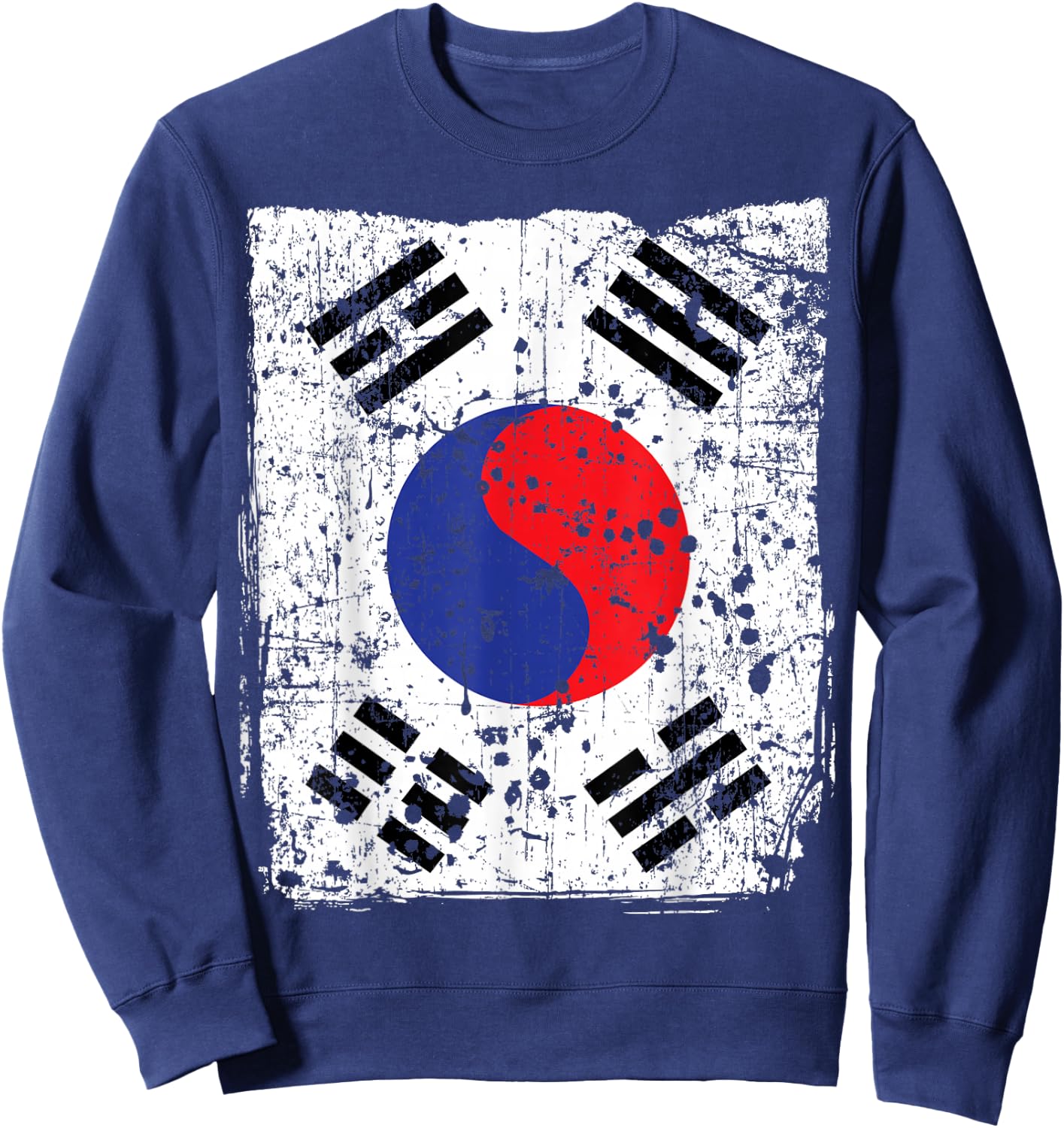 Faded Korean Flag, Distressed Flag of Korea Sweatshirt - Sweatshirt | Navy