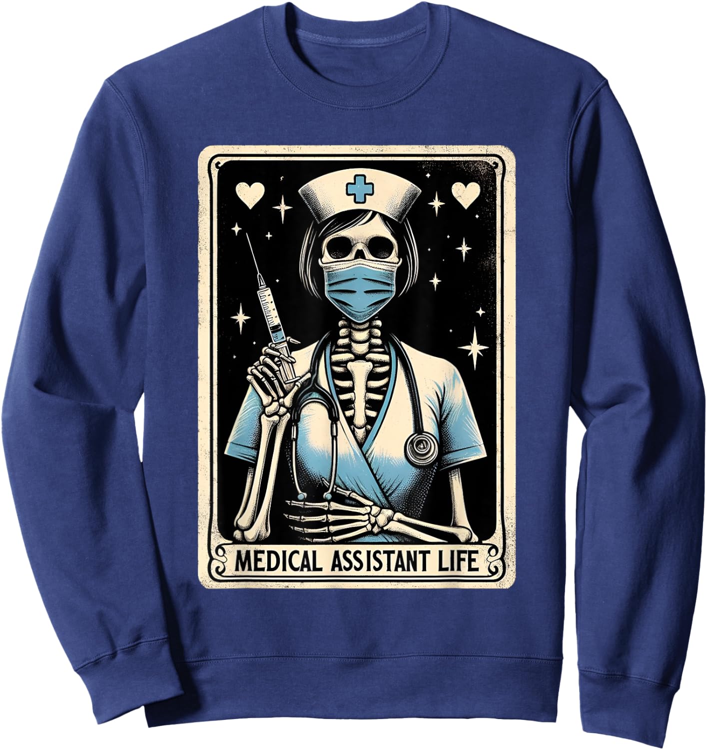 Medical Assistant skeleton Tarot card Halloween Nursing Sweatshirt - Sweatshirt | Navy