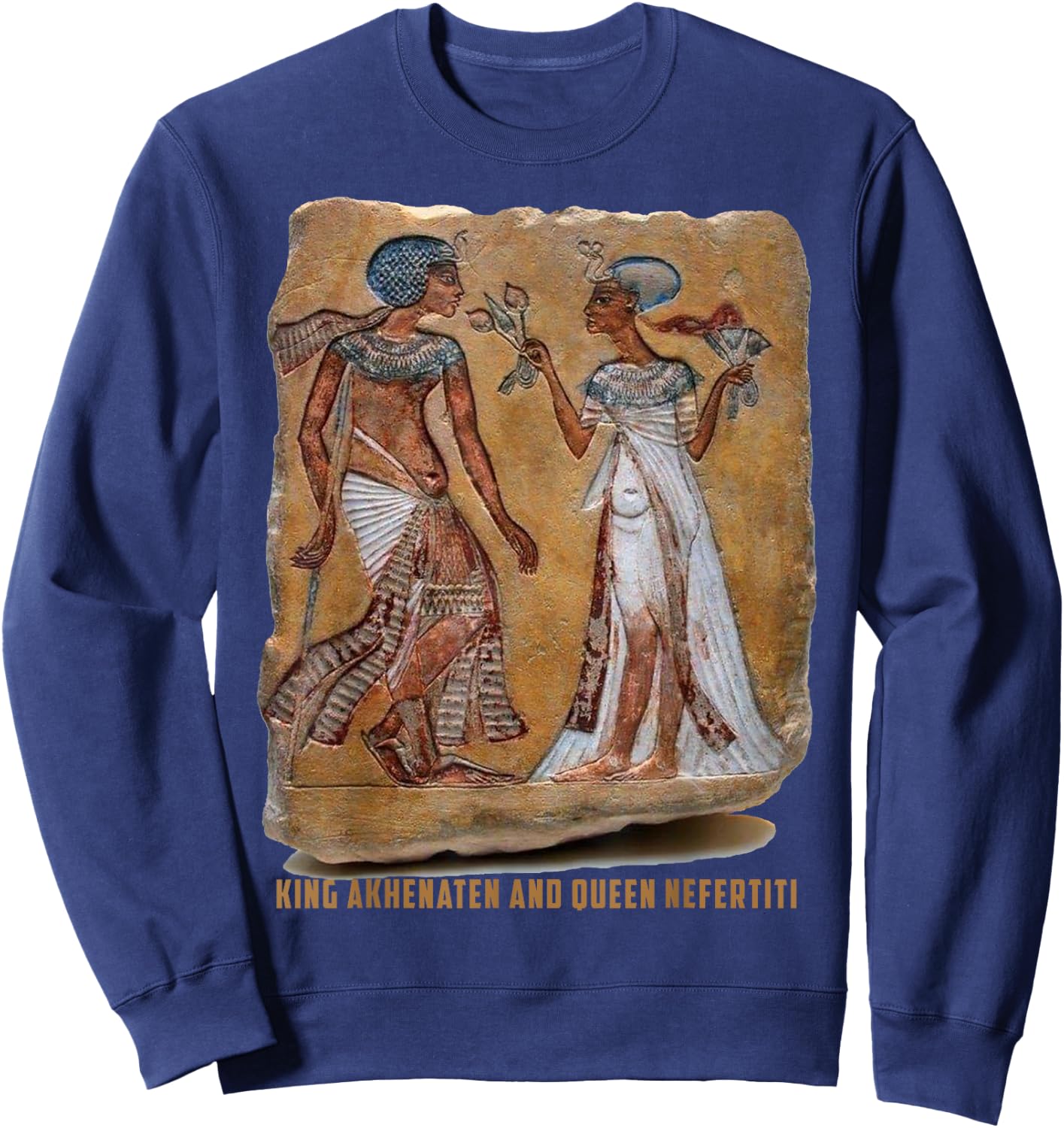 King Akhenaten and Queen Nefertiti Old Egyptian gift Sweatshirt - Sweatshirt | Navy