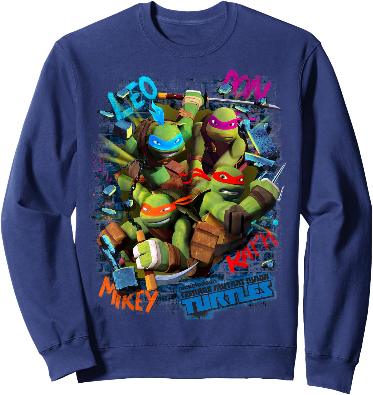 Teenage Mutant Ninja Turtles Graffiti Style Graphic Sweatshirt - Sweatshirt | Navy