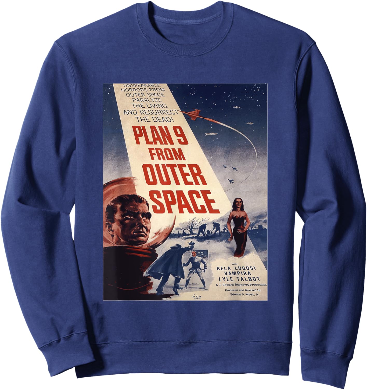 PLAN 9 FROM OUTER SPACE Sci-fi Sience Vintage Poster B Movie Sweatshirt - Sweatshirt | Navy