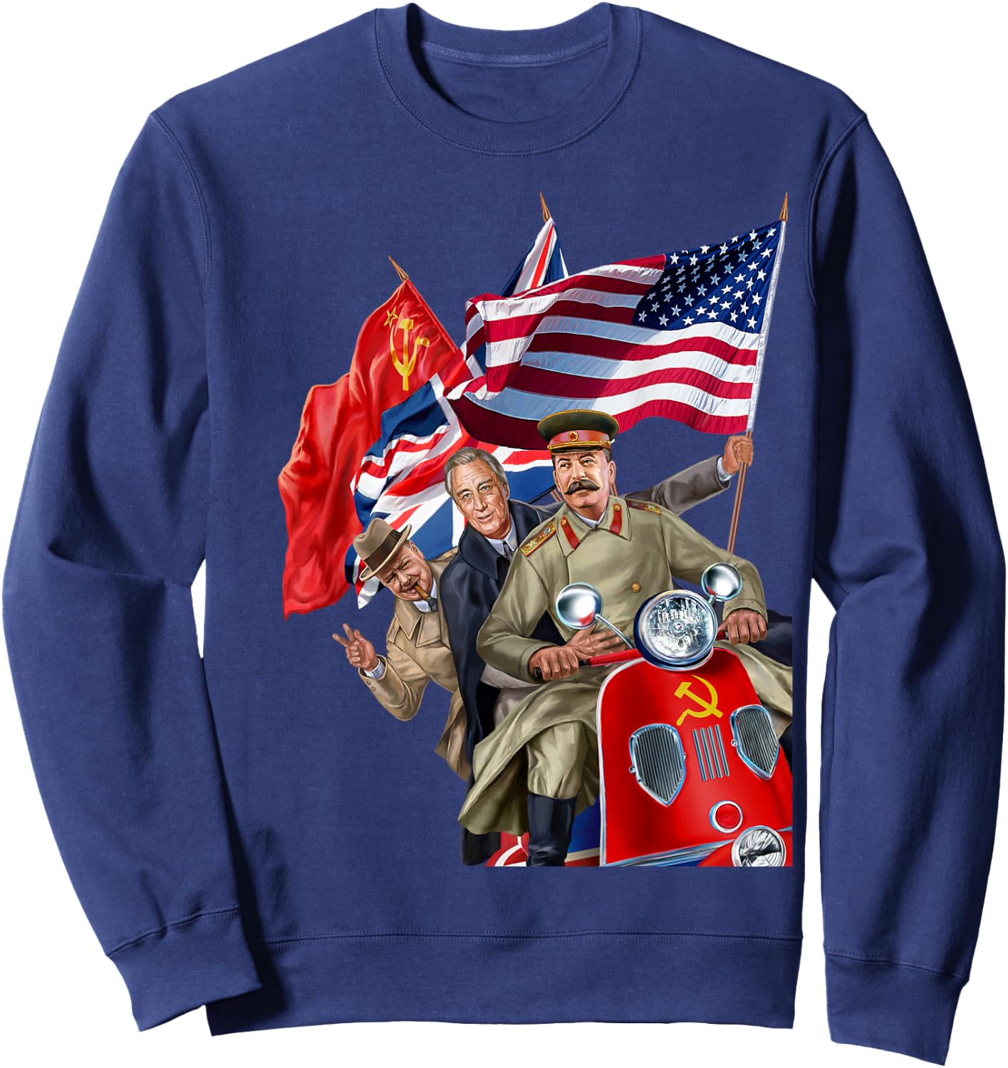 Stalin, Roosevelt, Churchill on Soviet Union Scooter Sweatshirt - Sweatshirt | Navy