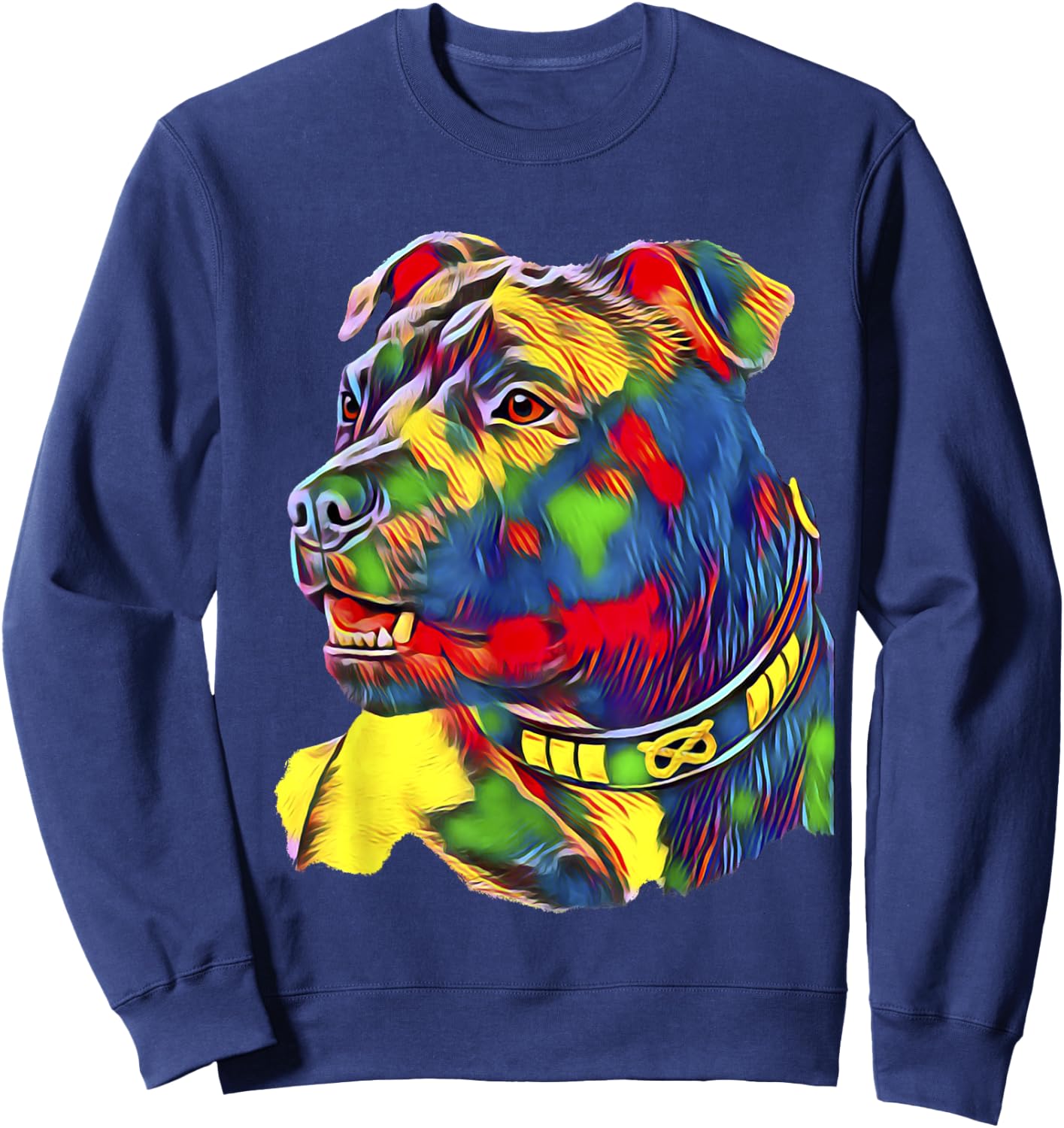 Watercolor Art Colorful American Staffordshire Bull Terrier Sweatshirt - Sweatshirt | Navy