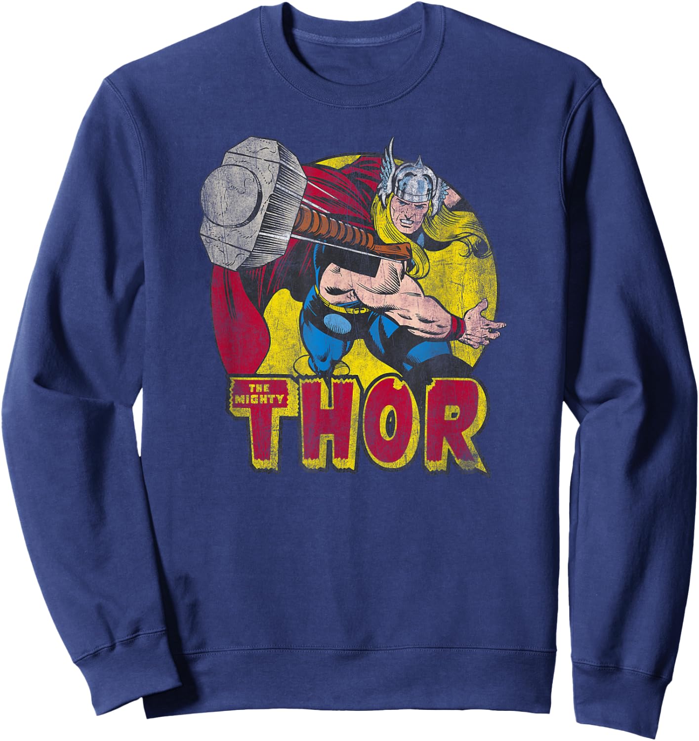 Marvel Mighty Thor Hammer Throw Vintage Graphic C1 Sweatshirt - Sweatshirt | Navy