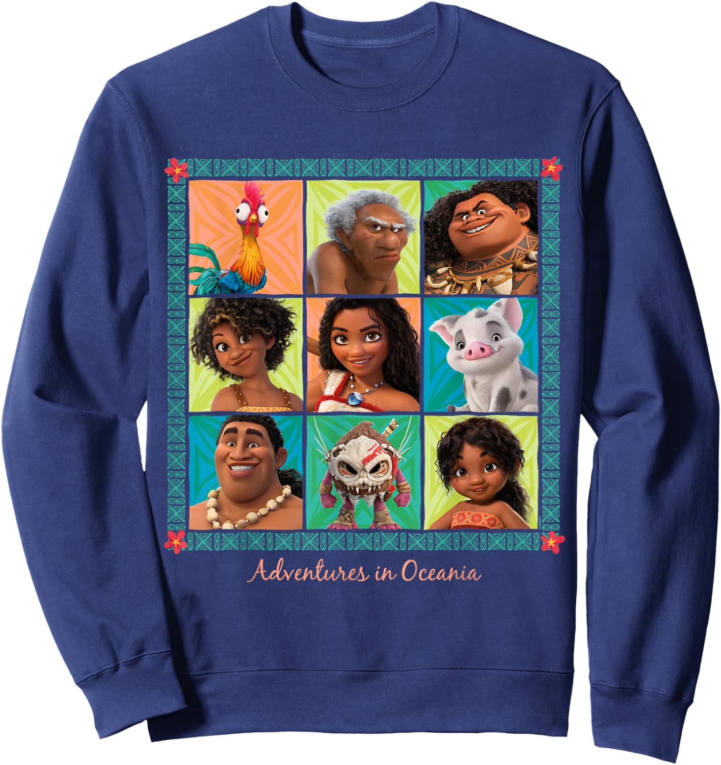 Disney Moana 2 Hero Character Grid Adventures in Oceania Sweatshirt - Sweatshirt | Navy