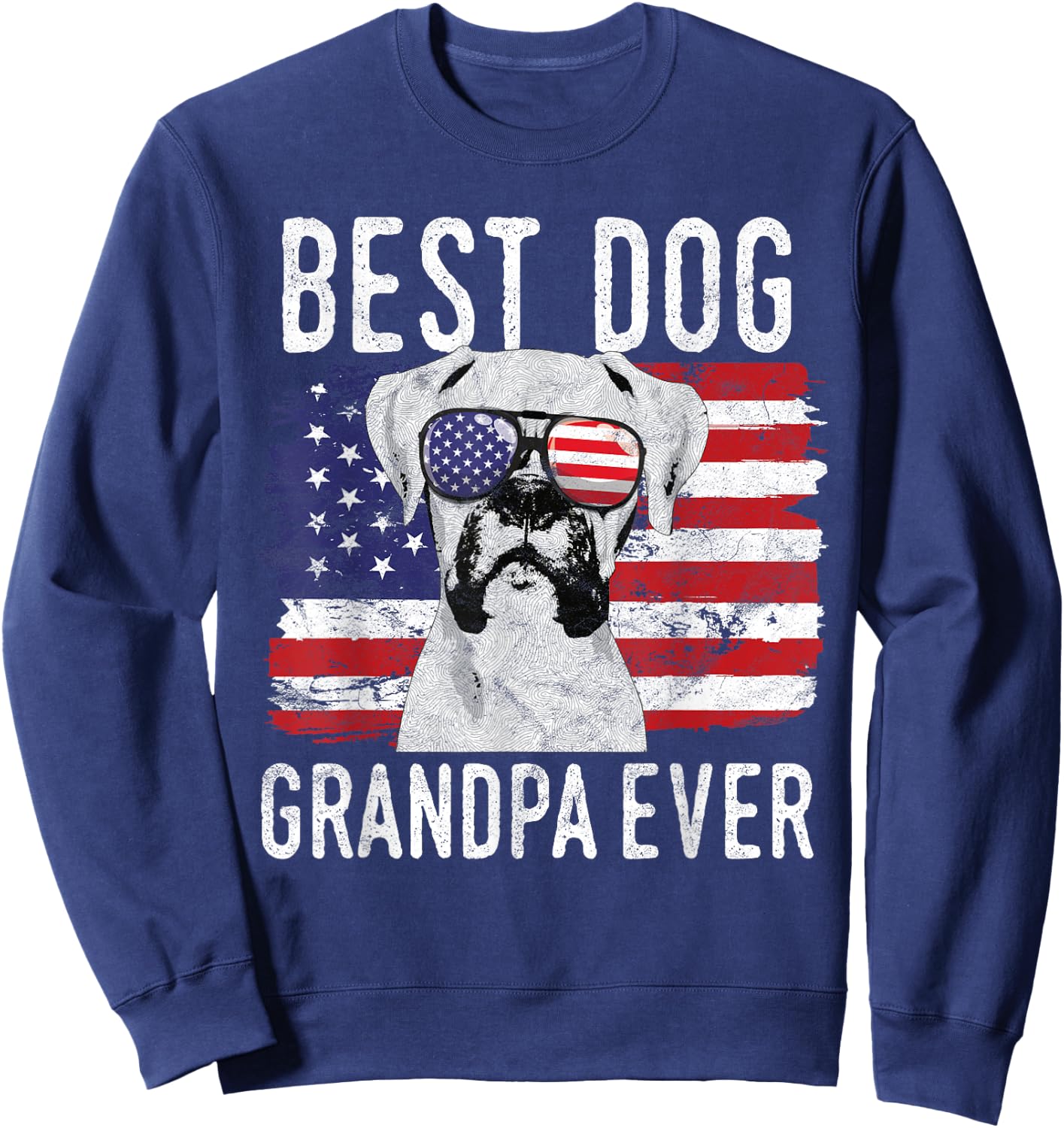 American Flag Best Dog Grandpa Ever Boxer USA Men Sweatshirt - Sweatshirt | Navy