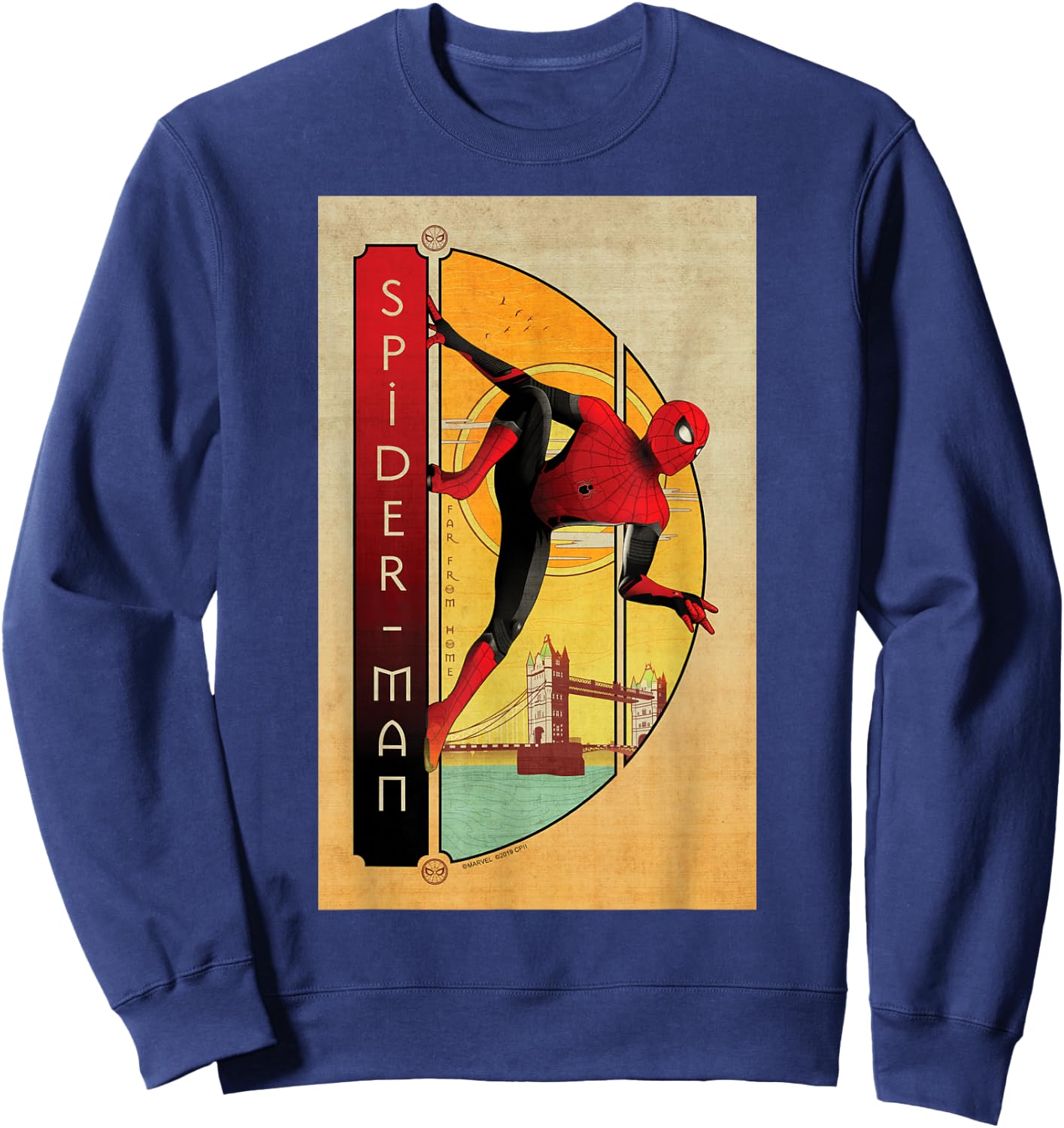 Marvel Spider-Man Far from Home Spider-Man Vintage Poster Small Sweatshirt - Sweatshirt | Navy