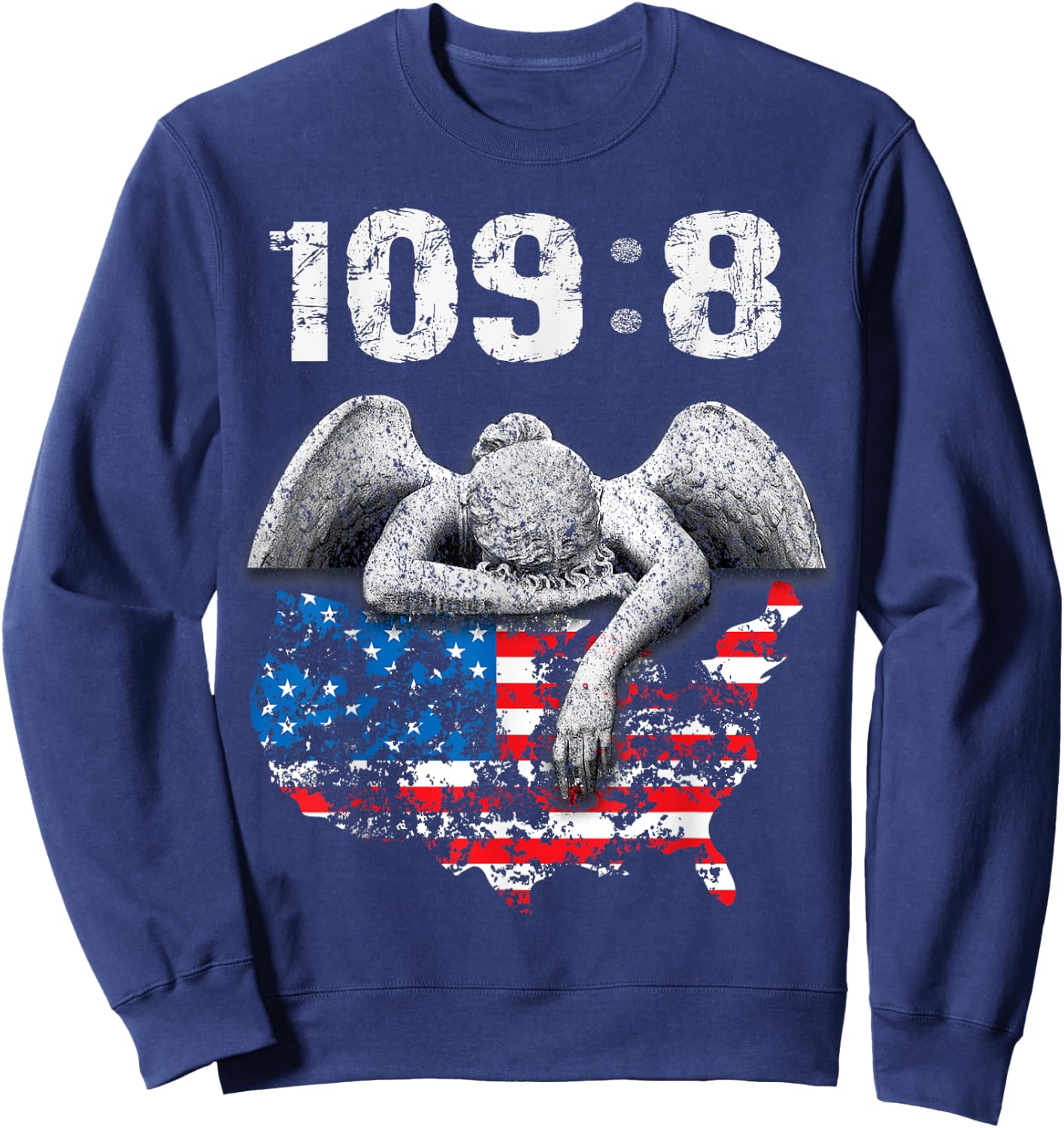 Psalm 109:8 KJV Bible Verse Shirt NIV with Angel and USA Sweatshirt - Sweatshirt | Navy