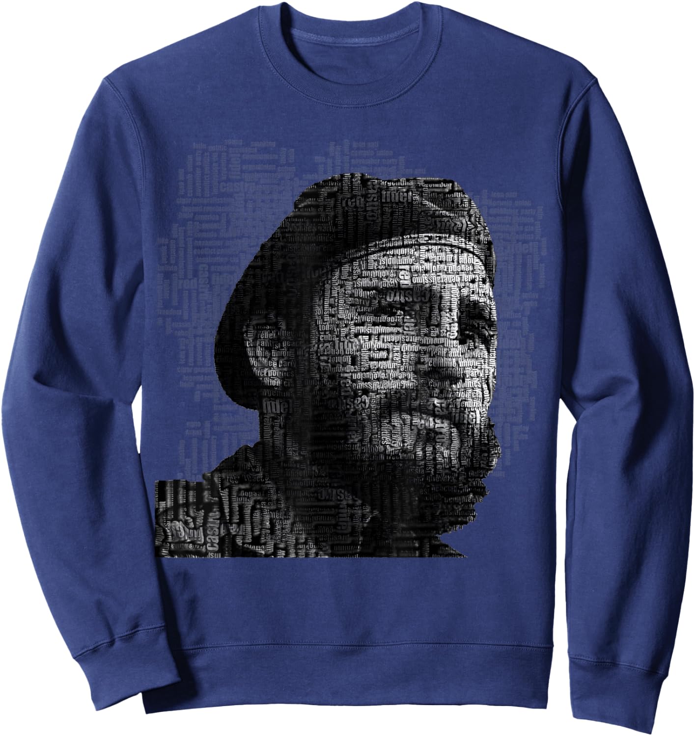 Distractful Fidel Castro - Black, , Adult, Modern, Cuban Revolutionary, Short Sleeve, , Casual, People, Size: Small Sweatshirt - Sweatshirt | Navy