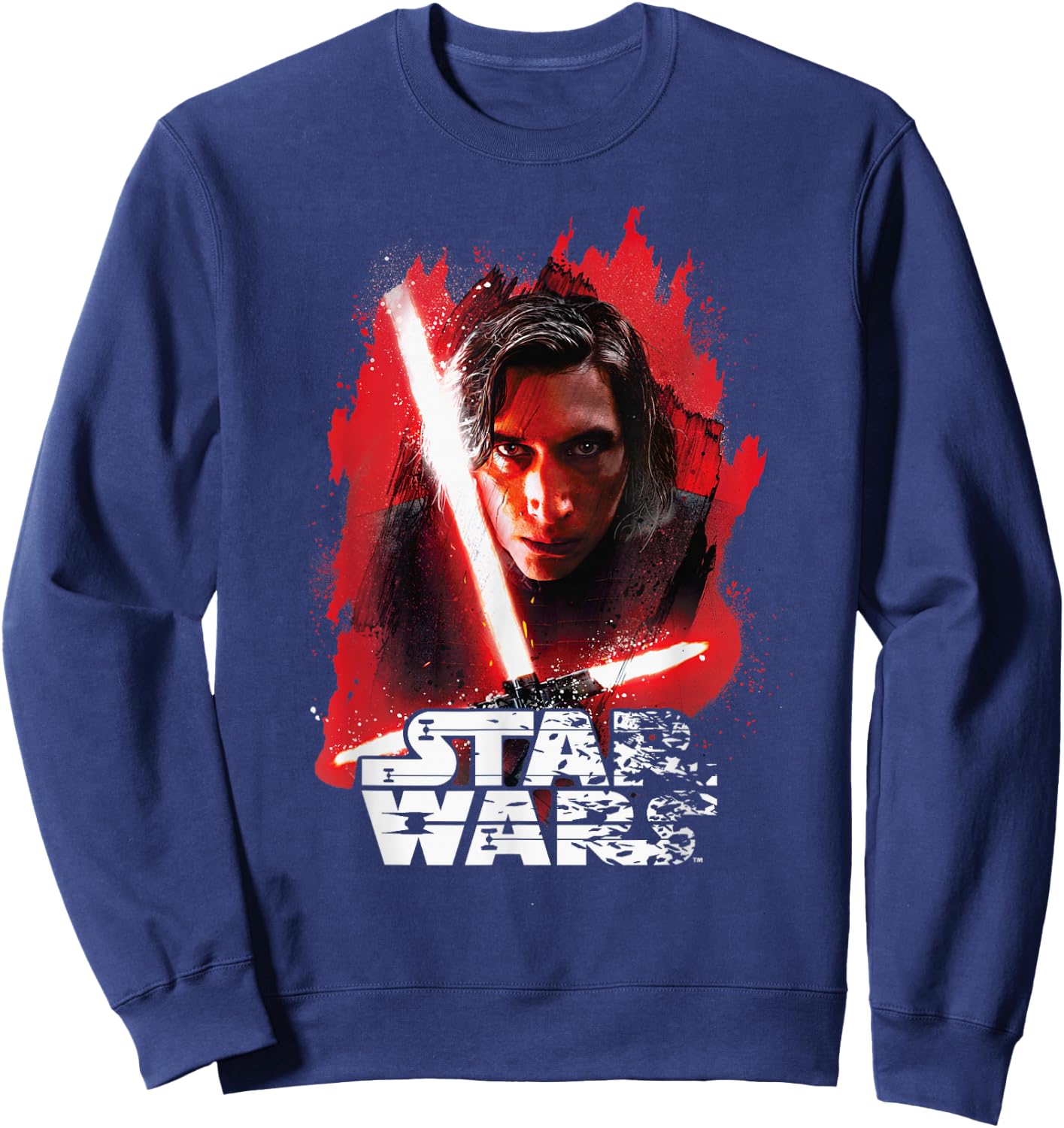 Star Wars Last Jedi Kylo Ren Paint Portrait Graphic Sweatshirt - Sweatshirt | Navy