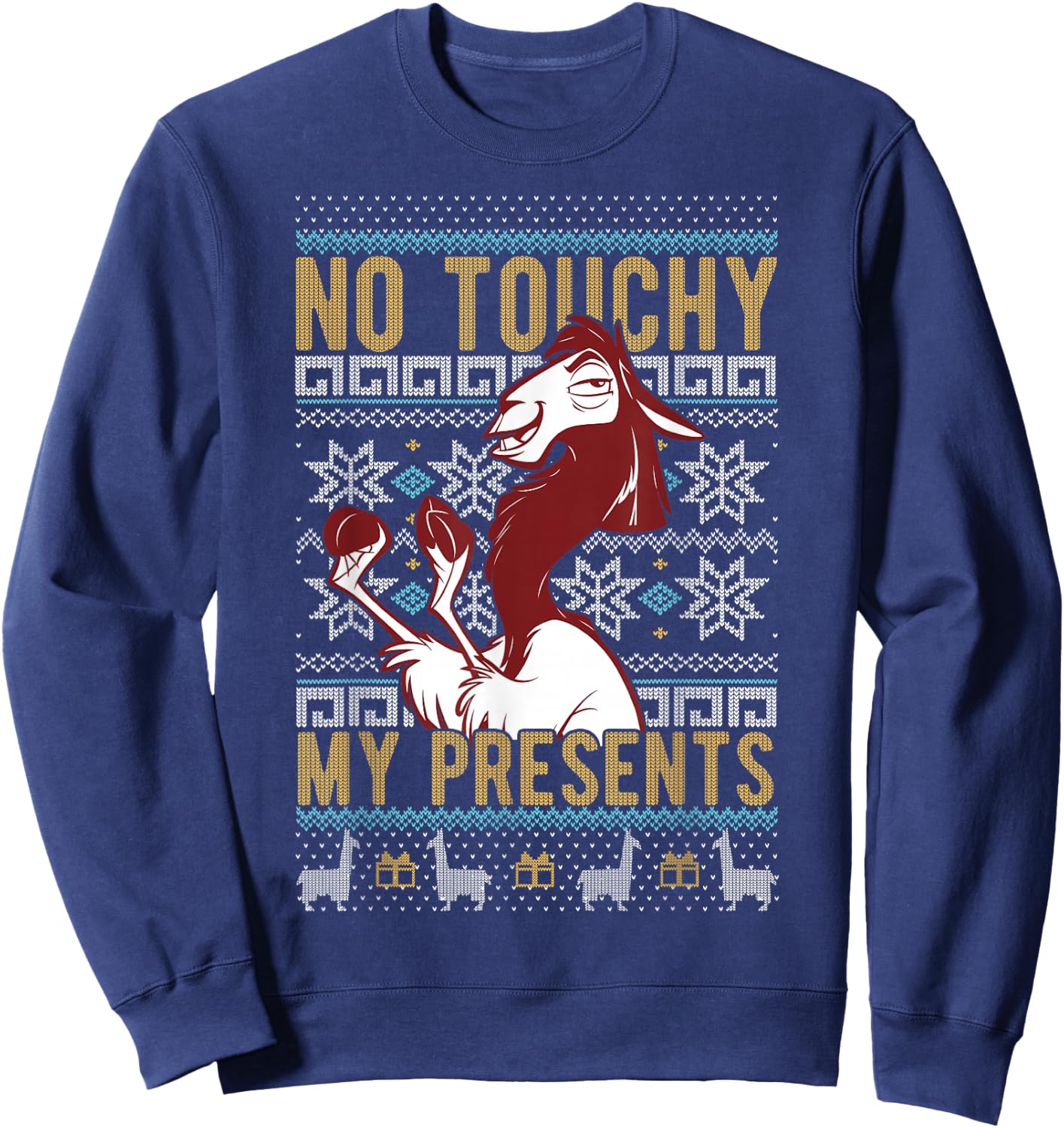Disney Emperor's New Groove Kuzco No Touchy Ugly Christmas Sweatshirt - Sweatshirt | Navy