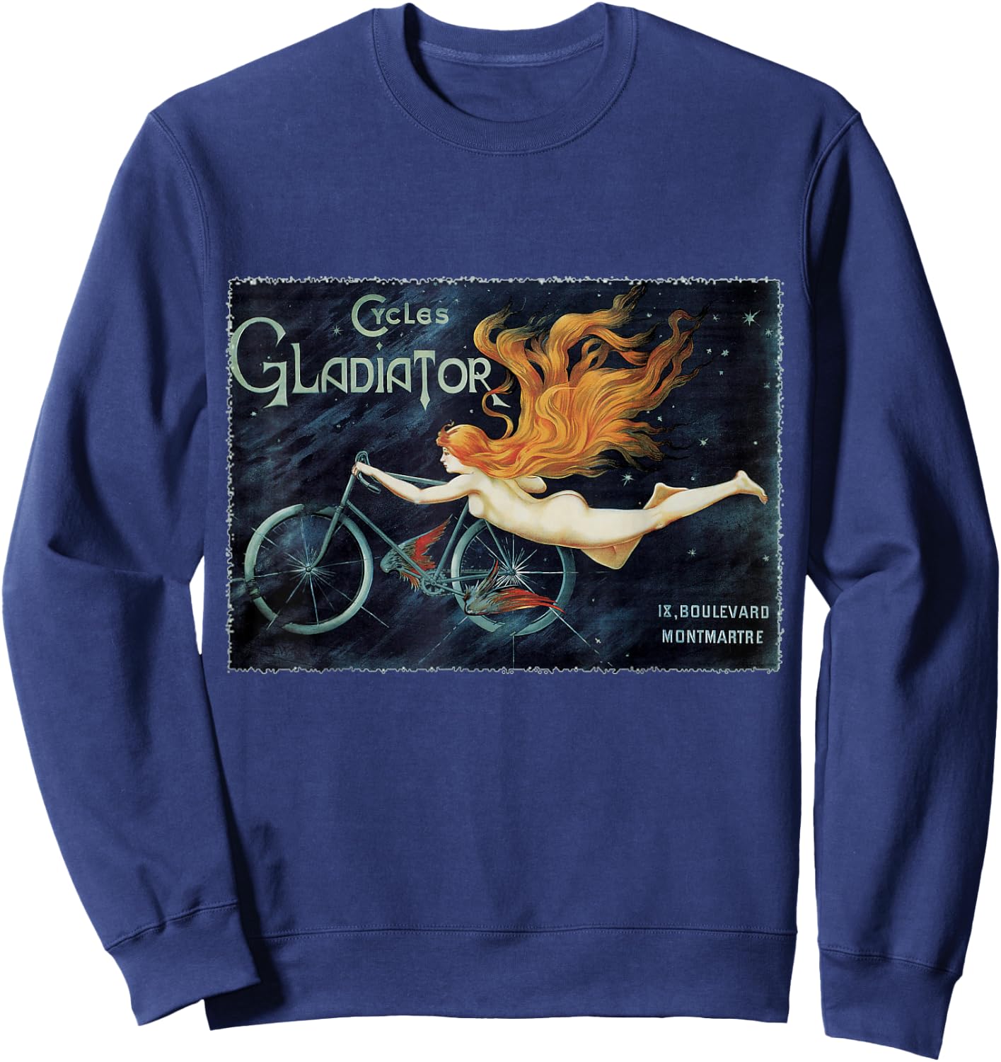 Cycles Gladiator Bicycle, Vintage Art Nouveau Sweatshirt - Sweatshirt | Navy