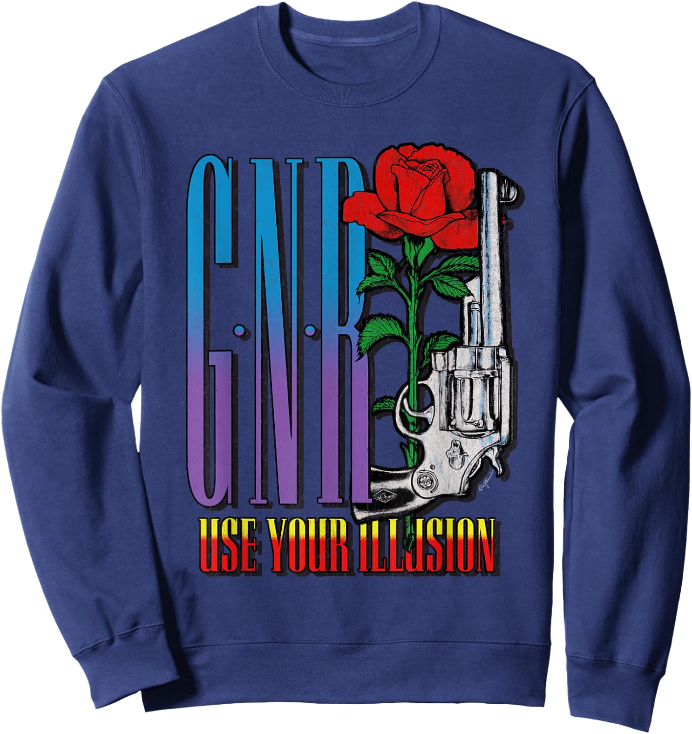 Guns N' Roses Official Use Your Illusion Pistol Sweatshirt - Sweatshirt | Navy