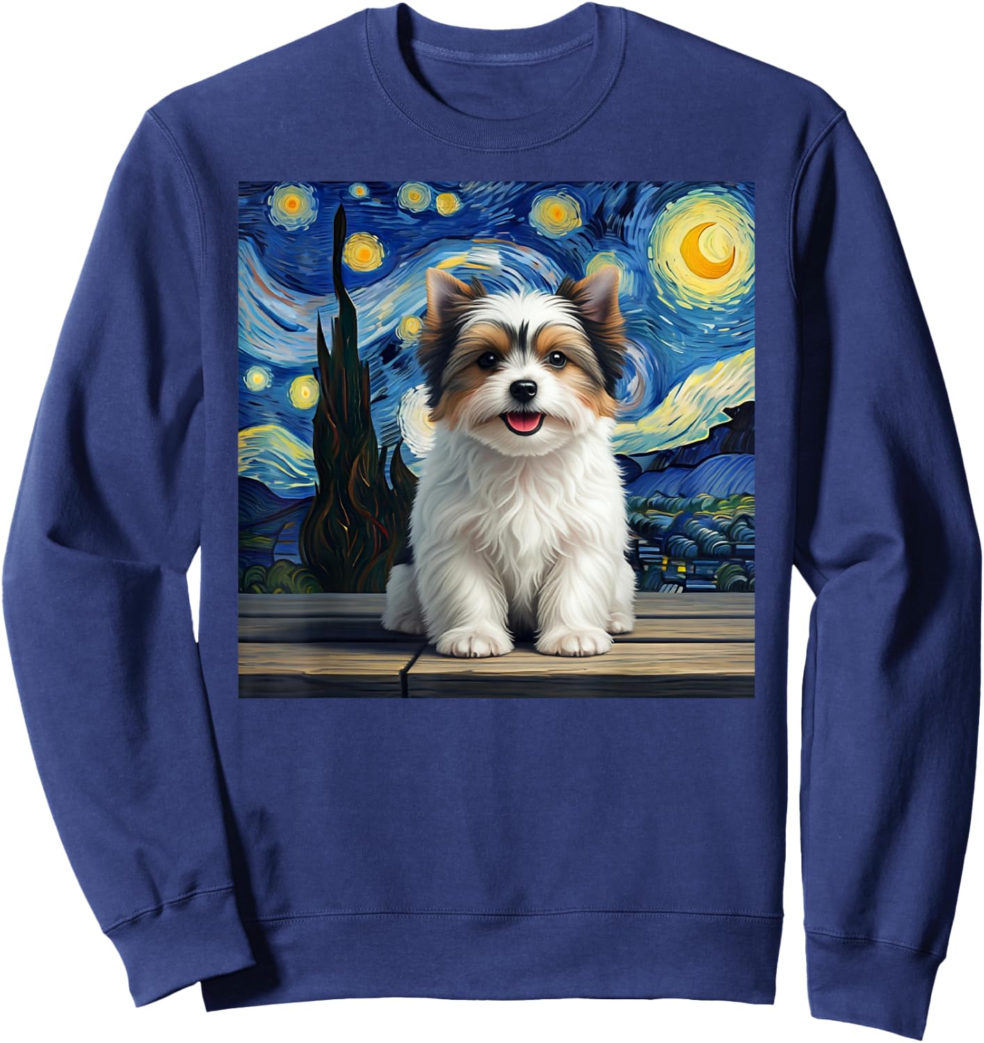 Biewer Terrier Starry Night Dog Lover Gift Sweatshirt - Sweatshirt | Navy