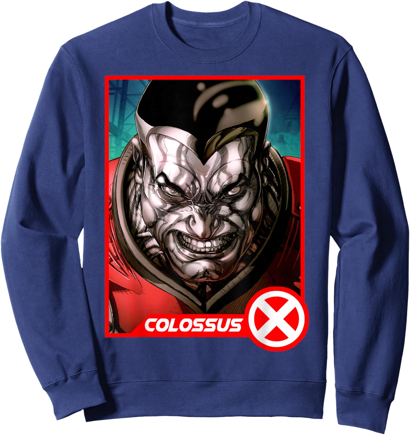 Marvel X-Men Colossus Headshot Profile Trading Card Sweatshirt - Sweatshirt | Navy