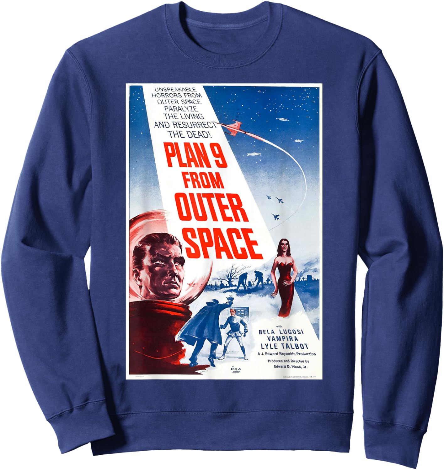 Plan 9 From Outer Space Vintage Poster Sweatshirt - Sweatshirt | Navy