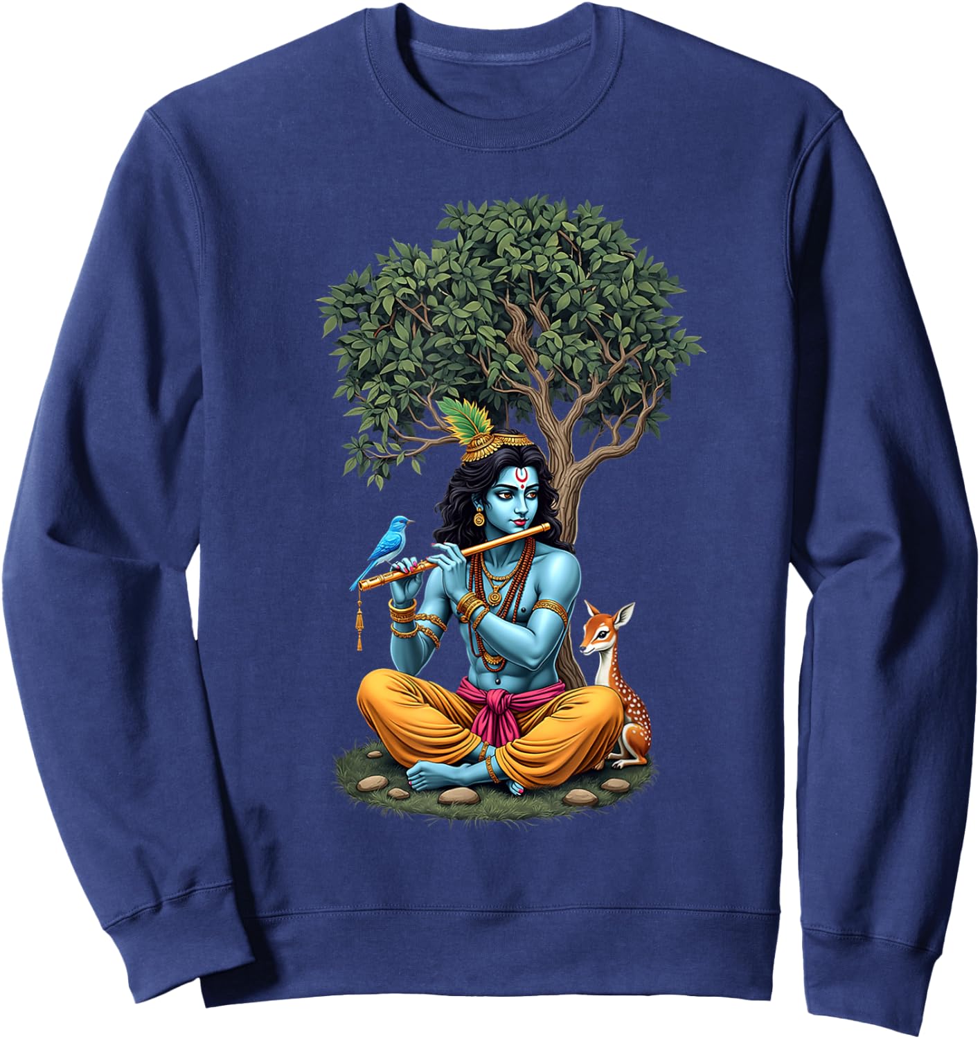 Gifts for Hindus Hinduism Diwali Festival Lord Krishna Sweatshirt - Sweatshirt | Navy