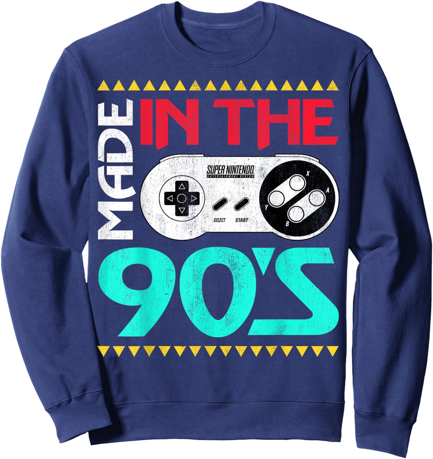 Nintendo SNES Controller Made In The 90's Graphic Sweatshirt - Sweatshirt | Navy