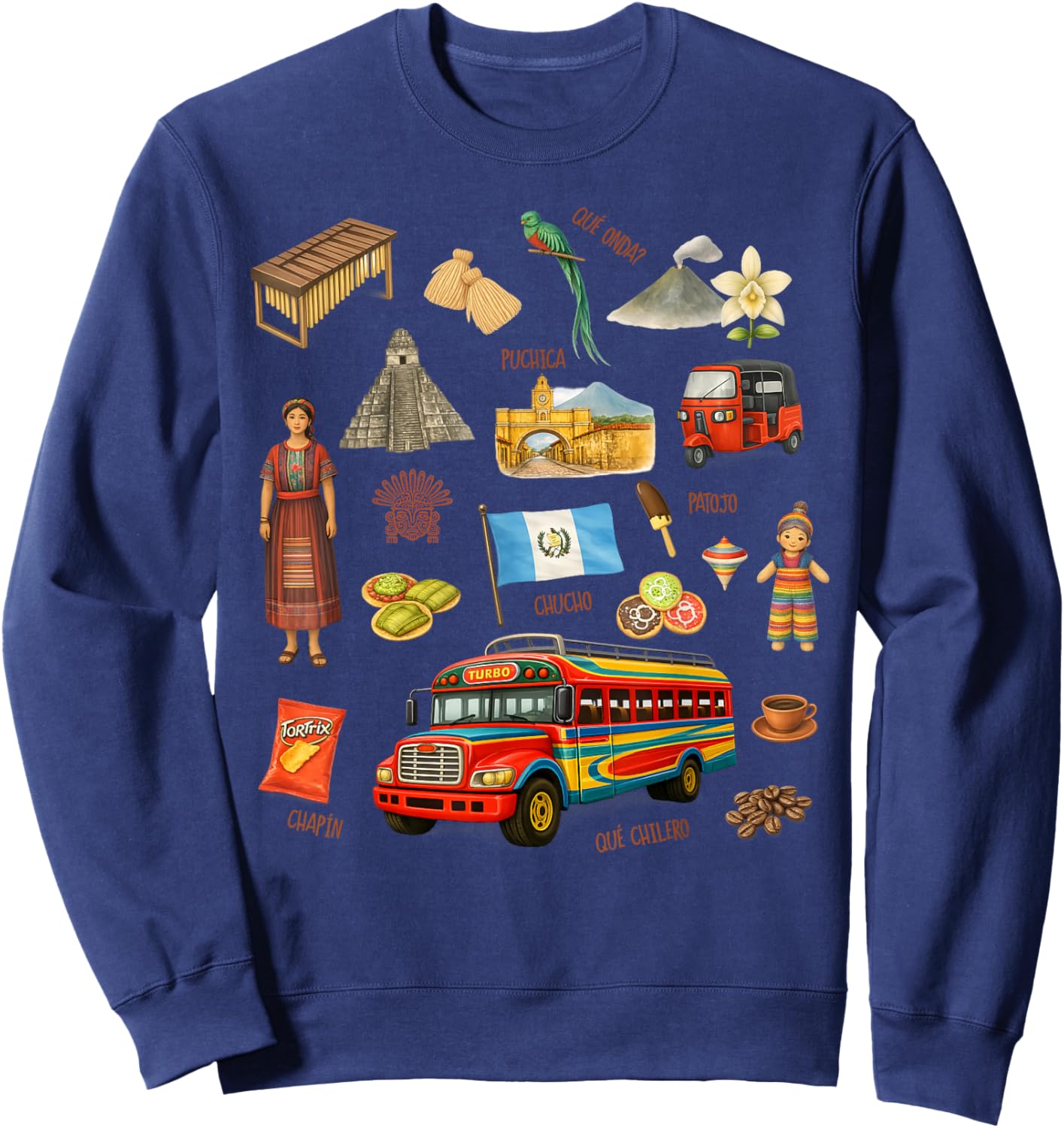 Guatemalan Slang Guatemala Graphic Sweatshirt - Sweatshirt | Navy