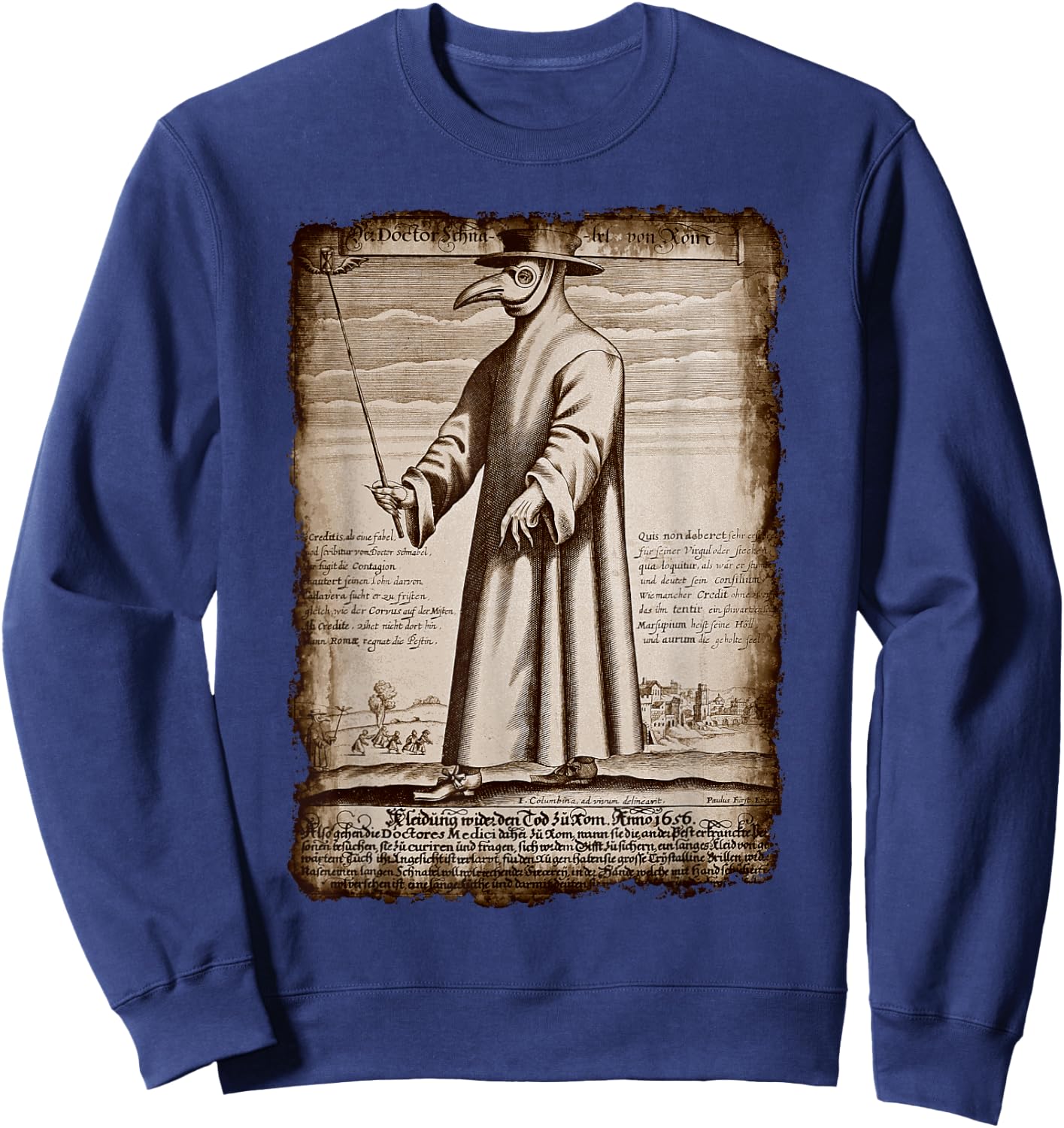 Plague Doctor Macabre Medieval, Steampunk, Horror Sweatshirt - Sweatshirt | Navy