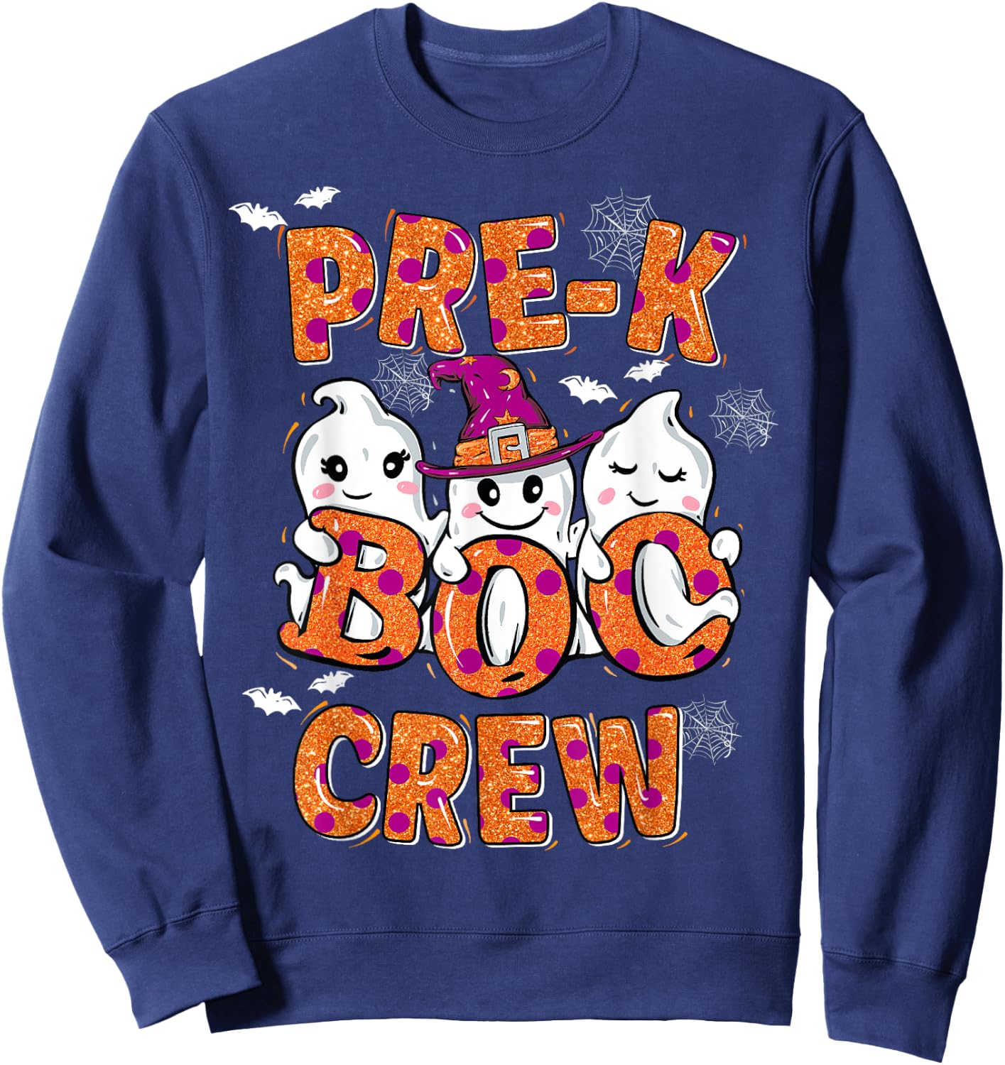 Retro Pre-K boo crew Halloween Costume Pre-Kinder kids Sweatshirt - Sweatshirt | Navy