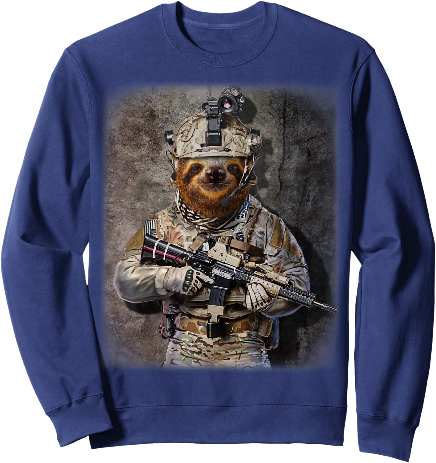 Giant Sloth as Army Commando in Full Tactical Gear Sweatshirt - Sweatshirt | Navy