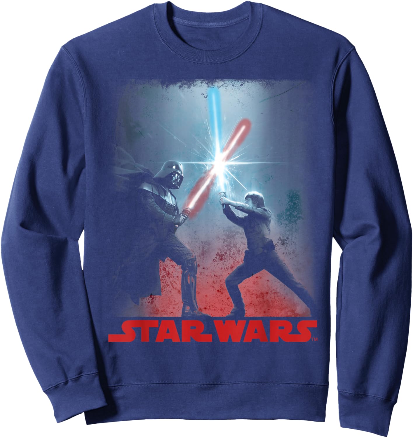 Star Wars Darth Vader Luke Skywalker Battle Silhouette Sweatshirt - Sweatshirt | Navy