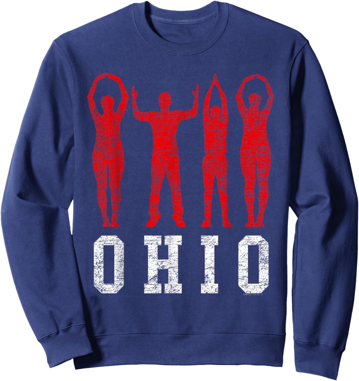 Vintage Ohio People Silhouette O-H I-O Buckeye Home State Sweatshirt - Sweatshirt | Navy