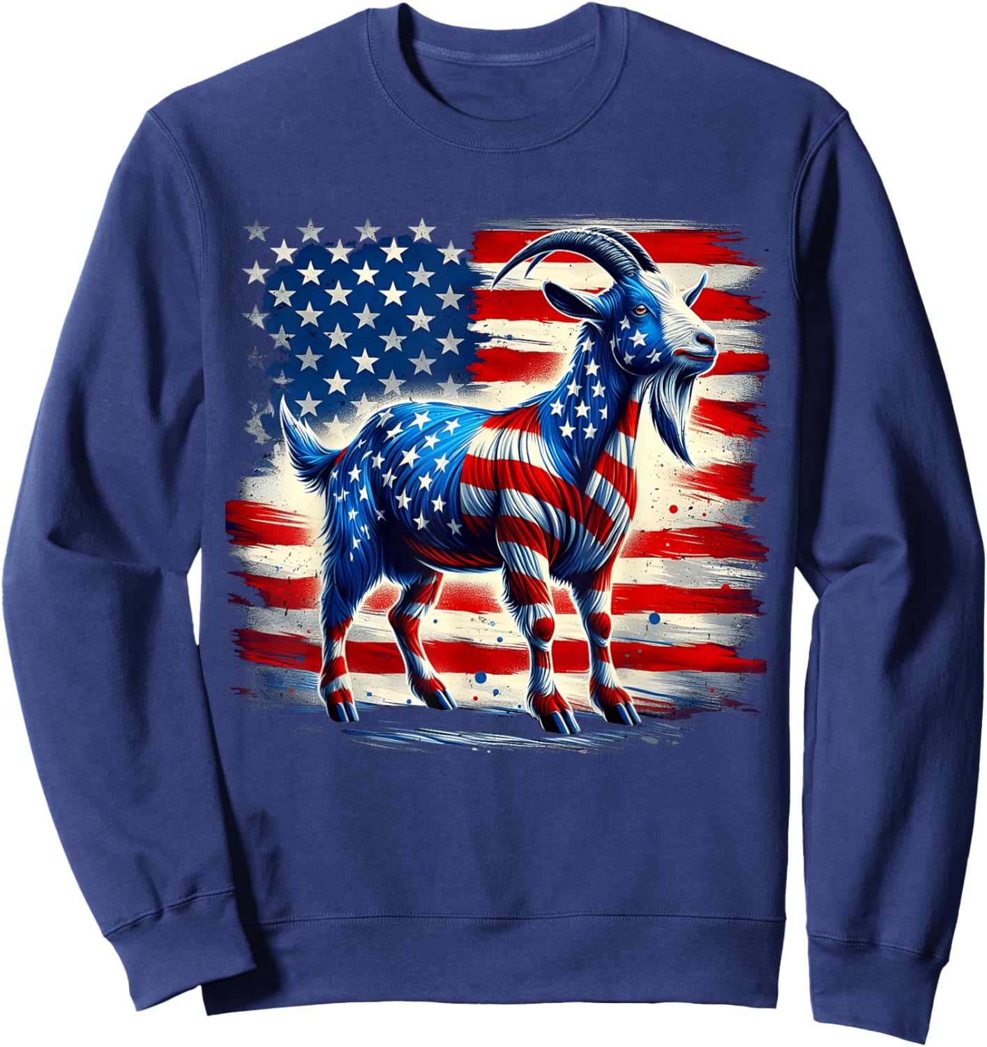 Goat 4th of July American Flag Patriotic Goat Usa Sweatshirt - Sweatshirt | Navy