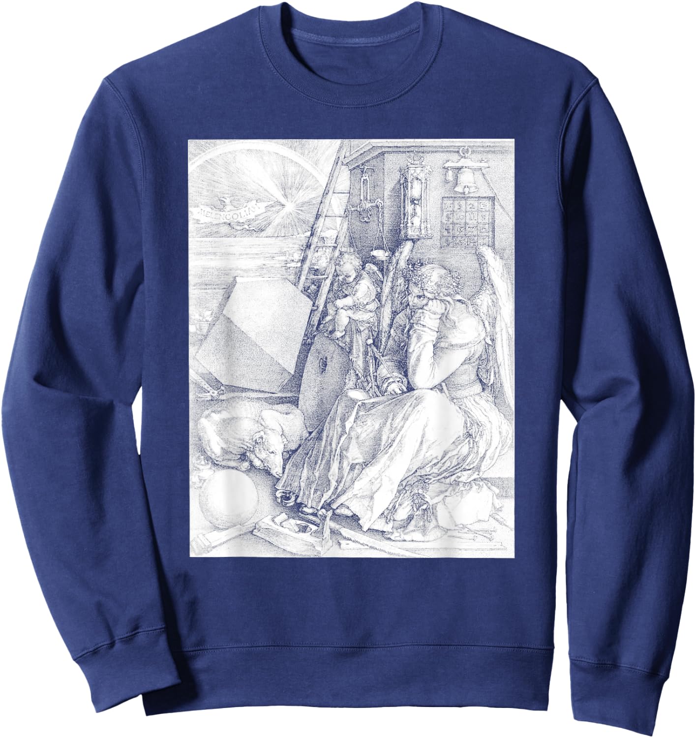 Albrecht Durer, Melancholia I - Vintage Engraving - Occult Sweatshirt - Sweatshirt | Navy