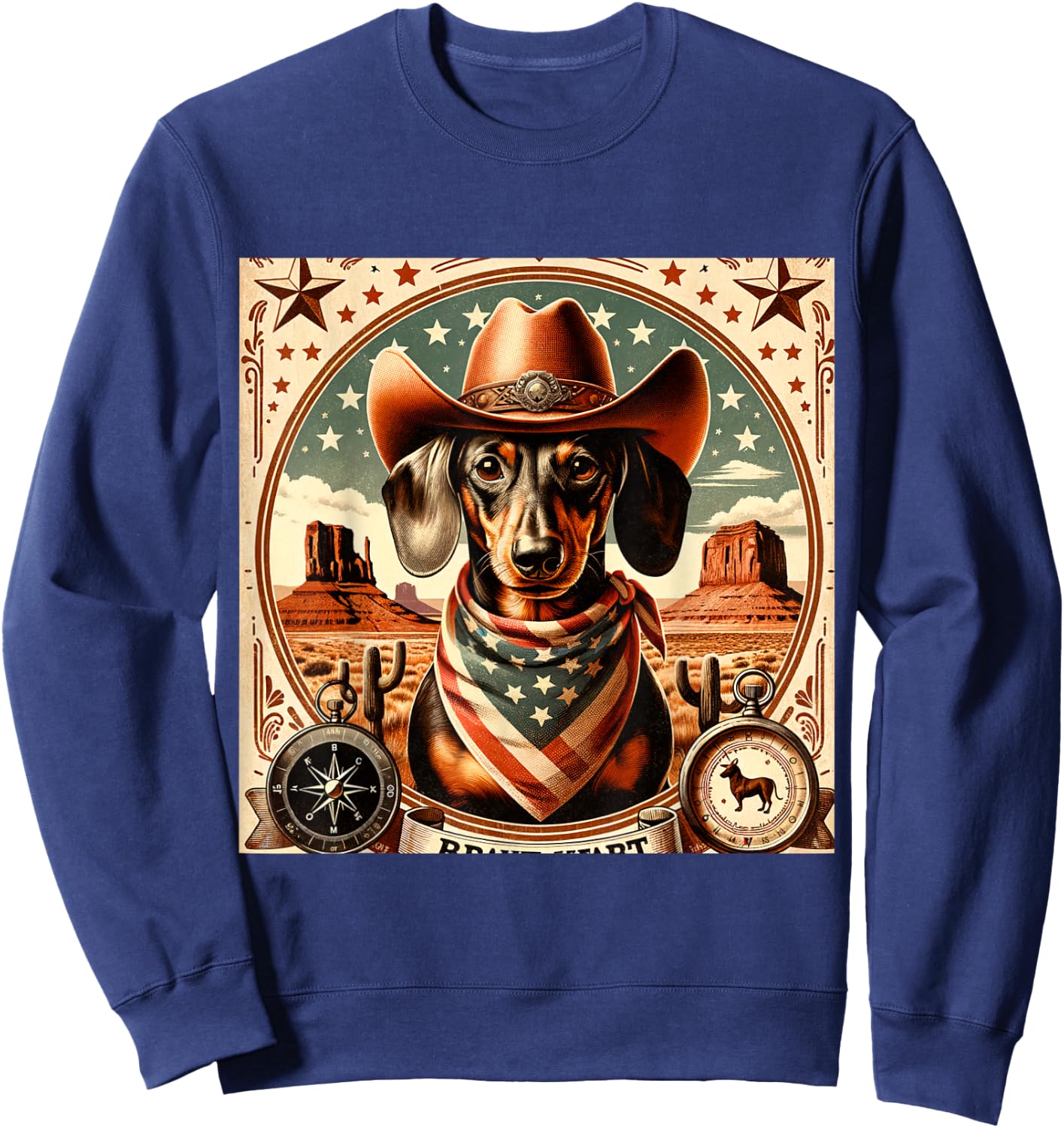 Funny Sheriff Dog Shirt Dachshund Dog Mom Dad Wild West Women Kids Sweatshirt - Sweatshirt | Navy