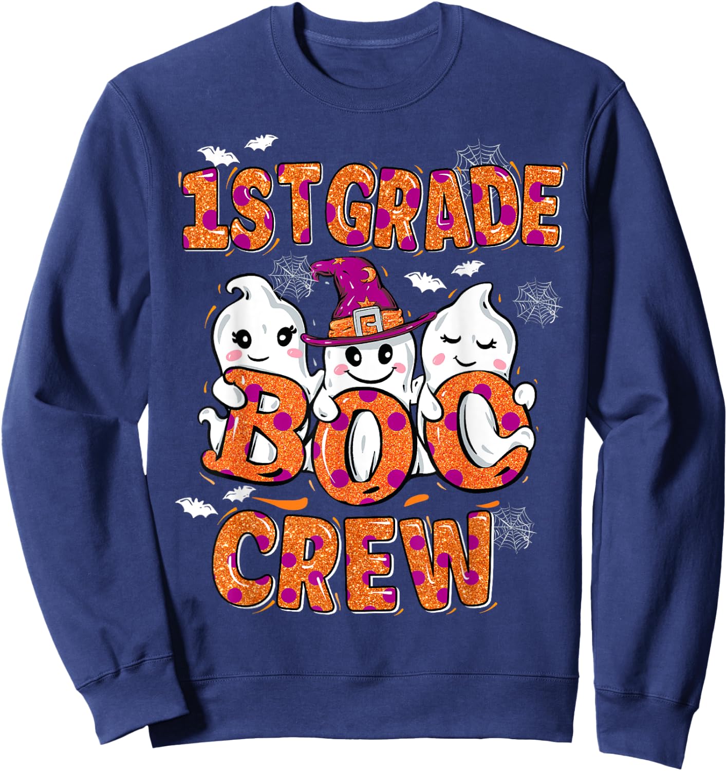 Retro 1st grade boo crew First Grade Kids Halloween Costume Sweatshirt - Sweatshirt | Navy