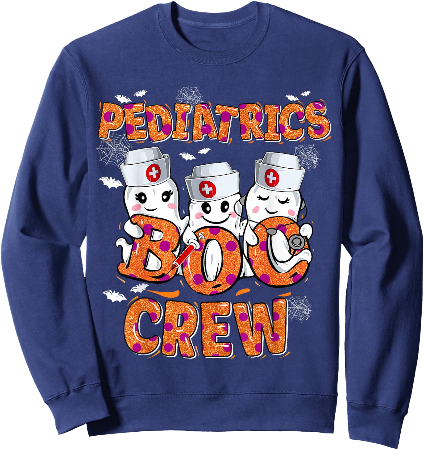 Pediatric Nurse shirt Halloween Pediatric Boo Crew Sweatshirt - Sweatshirt | Navy