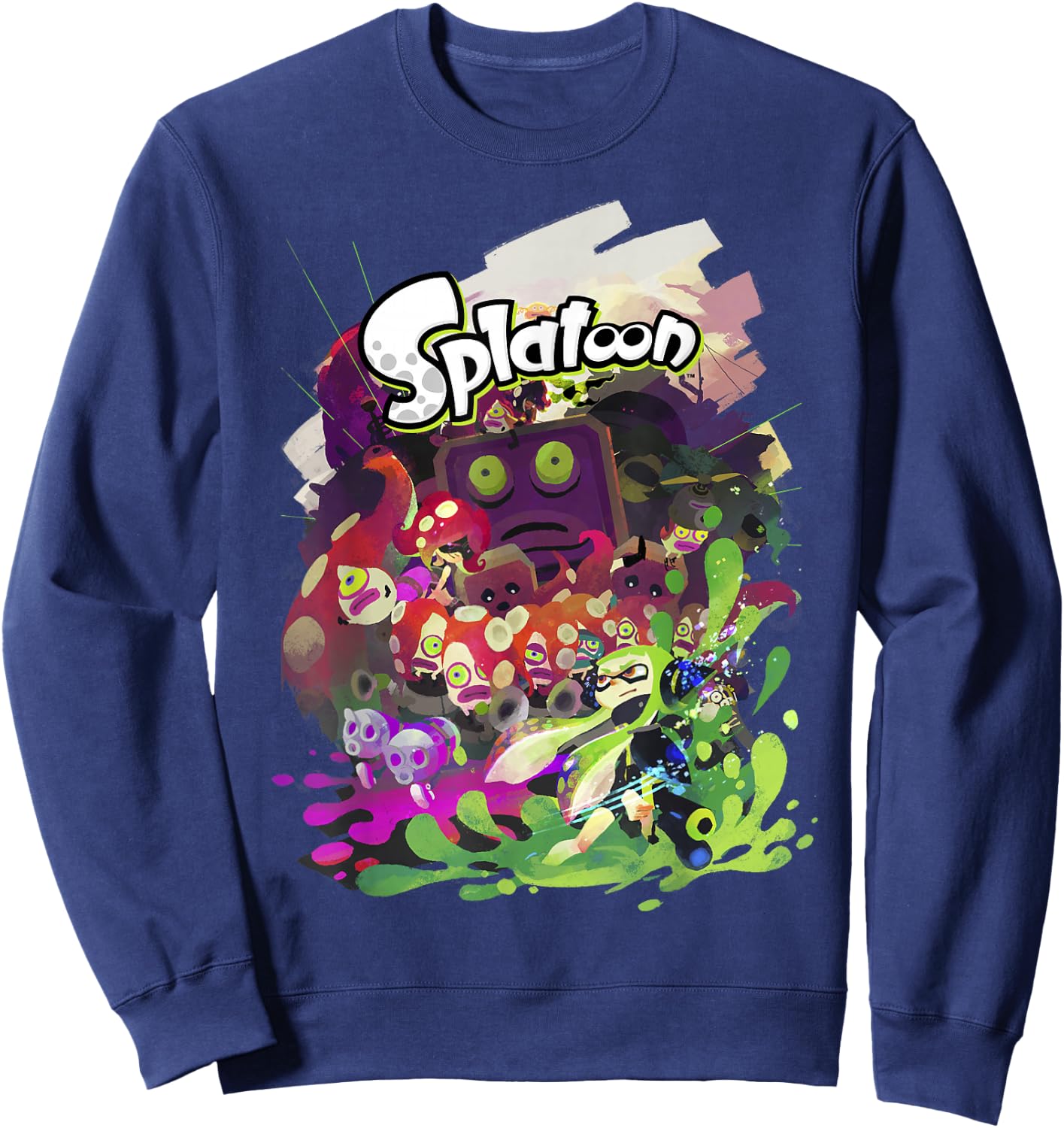 Splatoon Abstract Painted Logo Portrait Sweatshirt - Sweatshirt | Navy