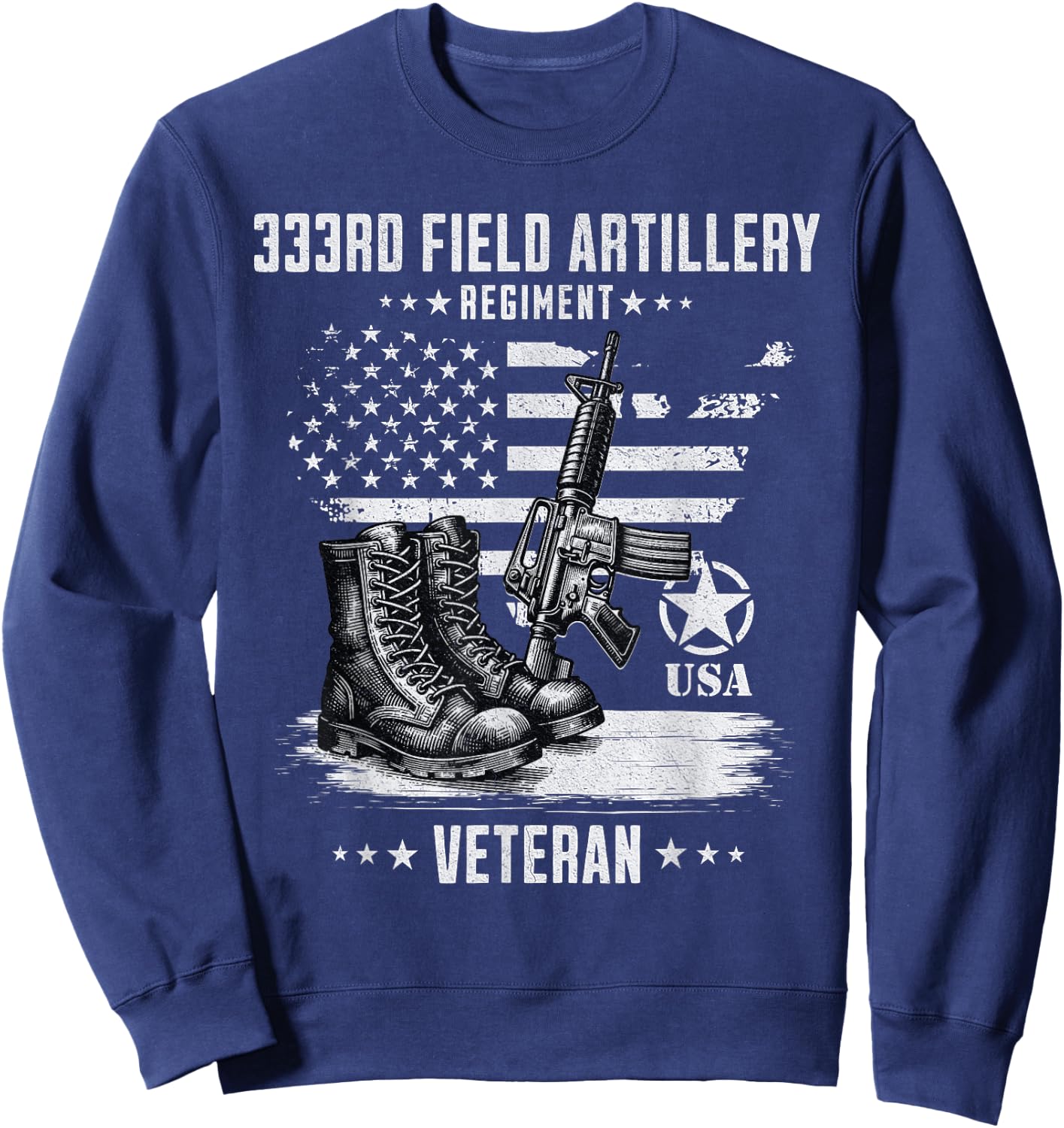 333rd Field Artillery Regiment Veteran Military Distressed Sweatshirt - Sweatshirt | Navy