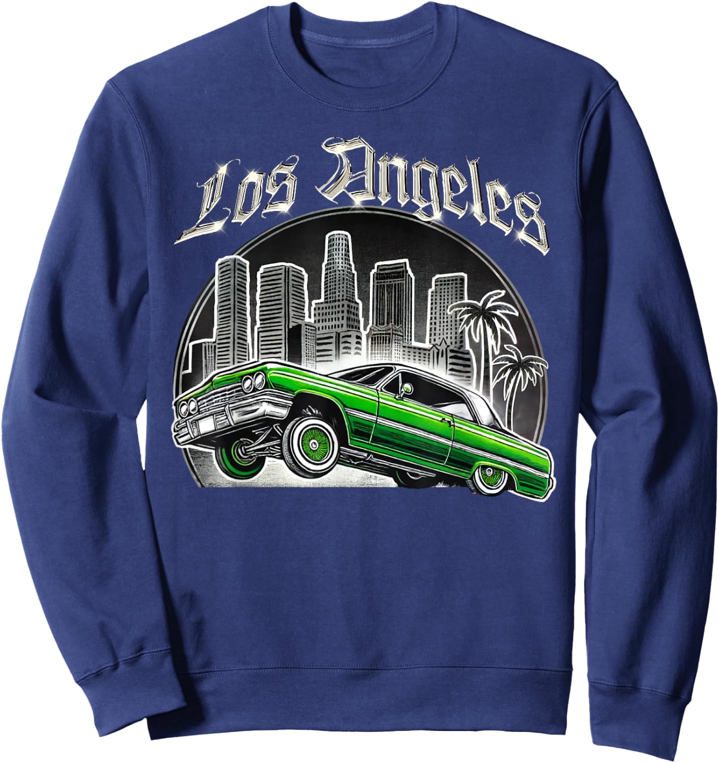 Los Angeles Lowrider Skyline California Latino Mexican Cholo Sweatshirt - Sweatshirt | Navy