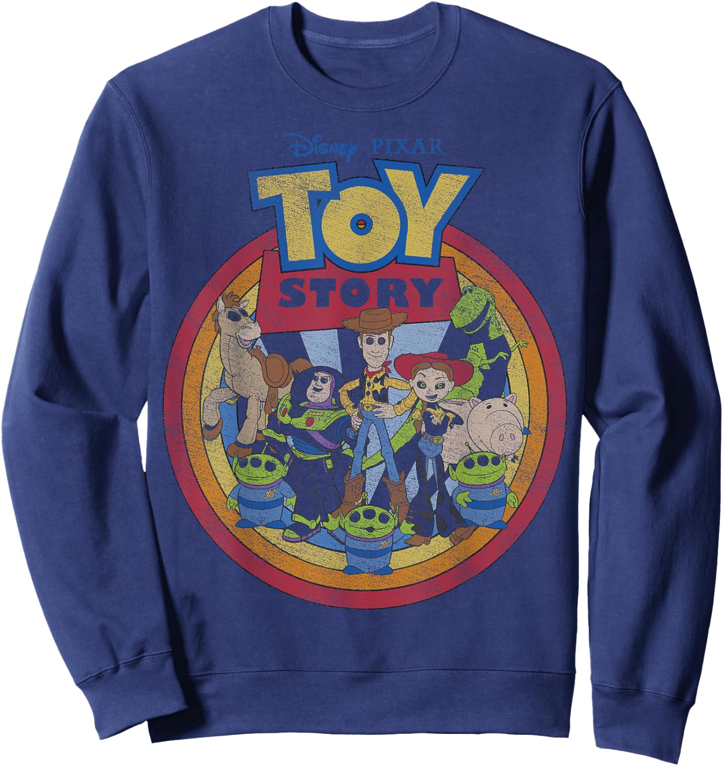Disney Pixar Toy Story Vintage Circle Portrait Logo Sweatshirt - Sweatshirt | Navy