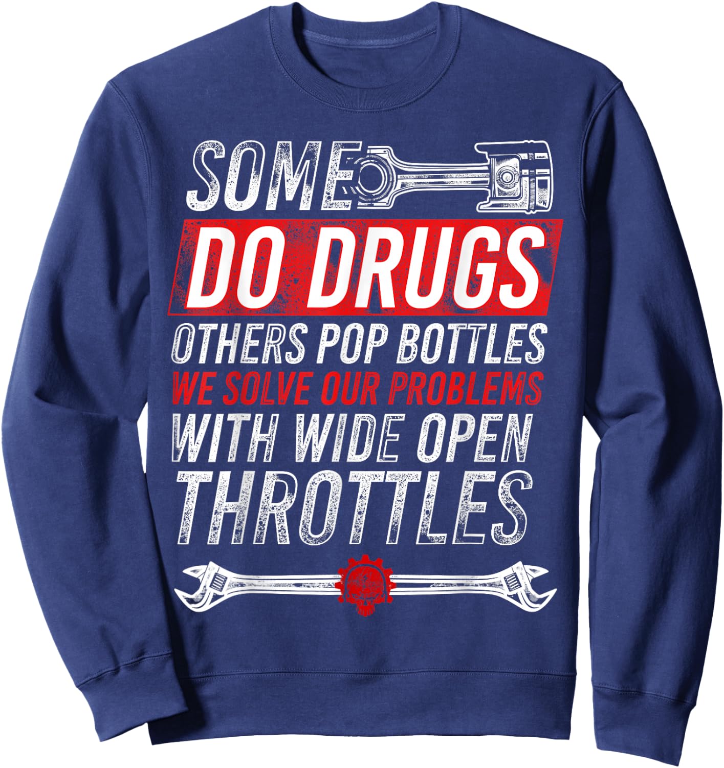 Wide Open Throttle - Car or Truck Racing Sweatshirt - Sweatshirt | Navy