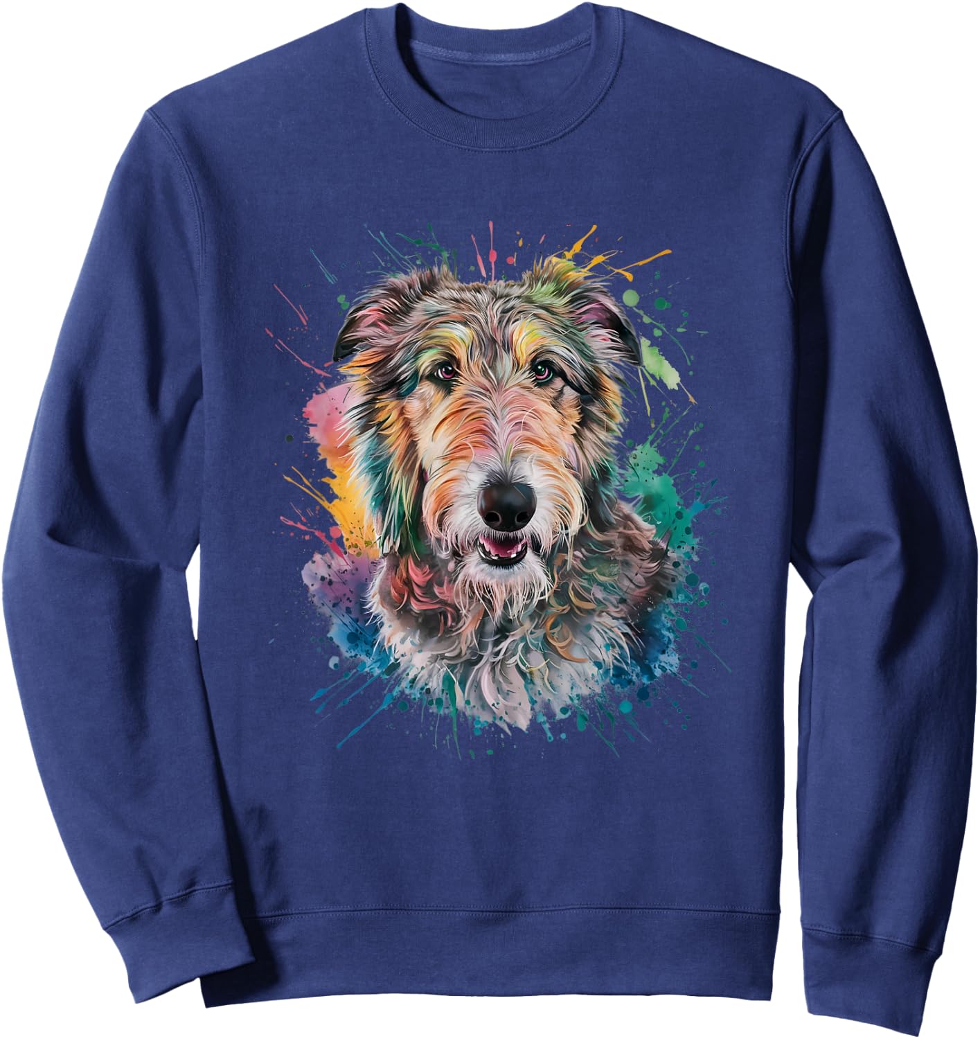 Men Woman Colorful Watercolor Irish Wolfhound Sweatshirt - Sweatshirt | Navy