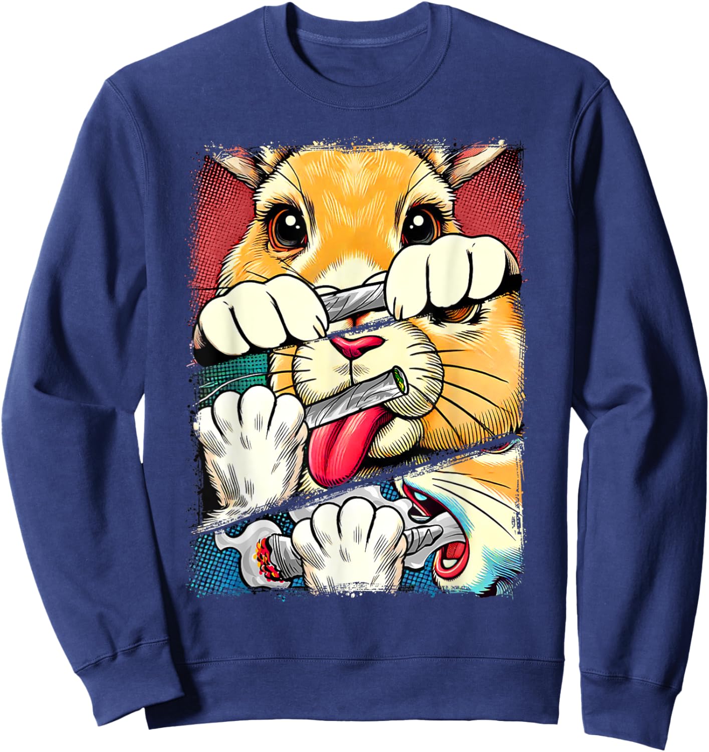 Easter Day Bunny Smoking Weed Cannabis Lover Stoner Babe Sweatshirt - Sweatshirt | Navy